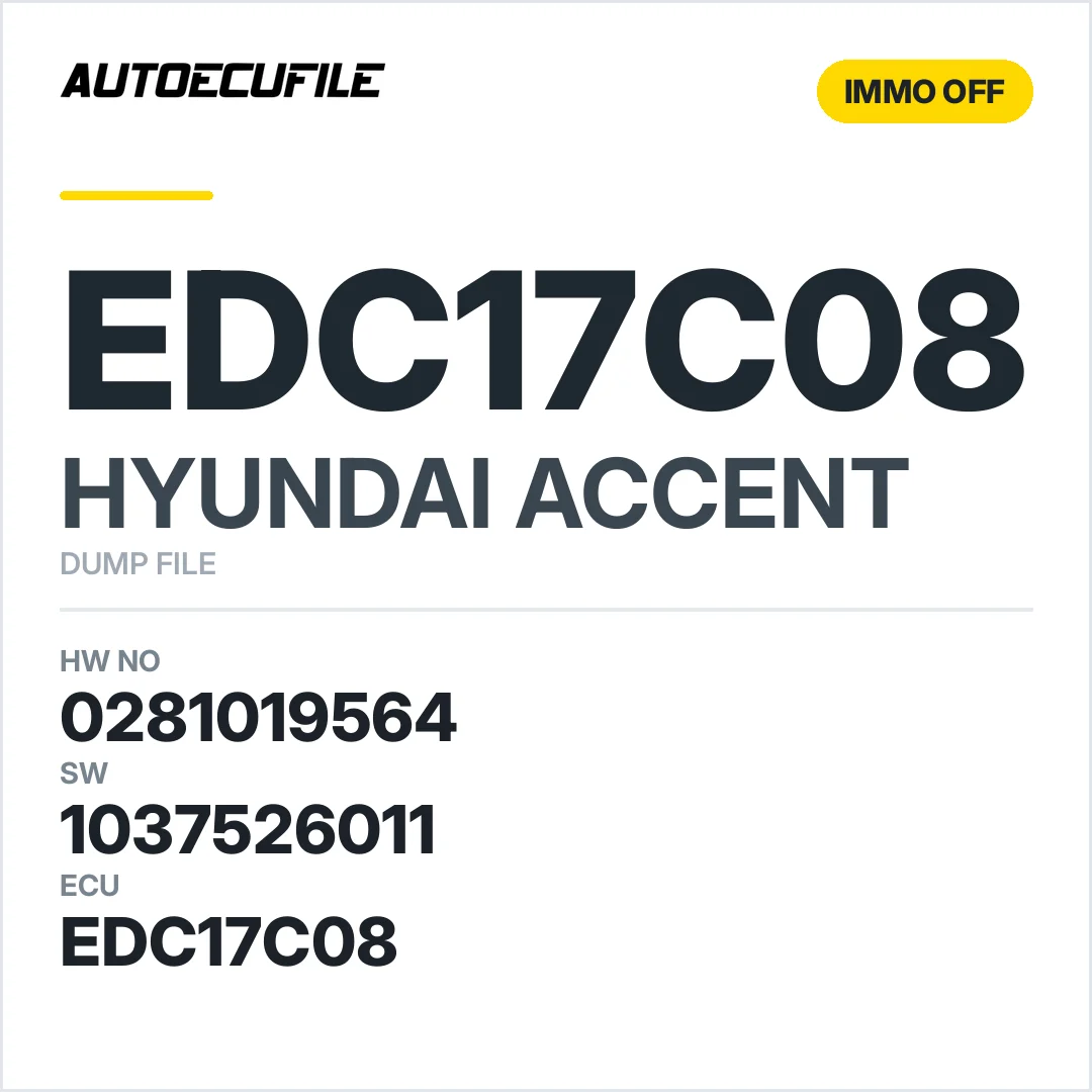 HYUNDAI ACCENT EDC17C08 0281019564 1037526011 IMMO OFF DUMP