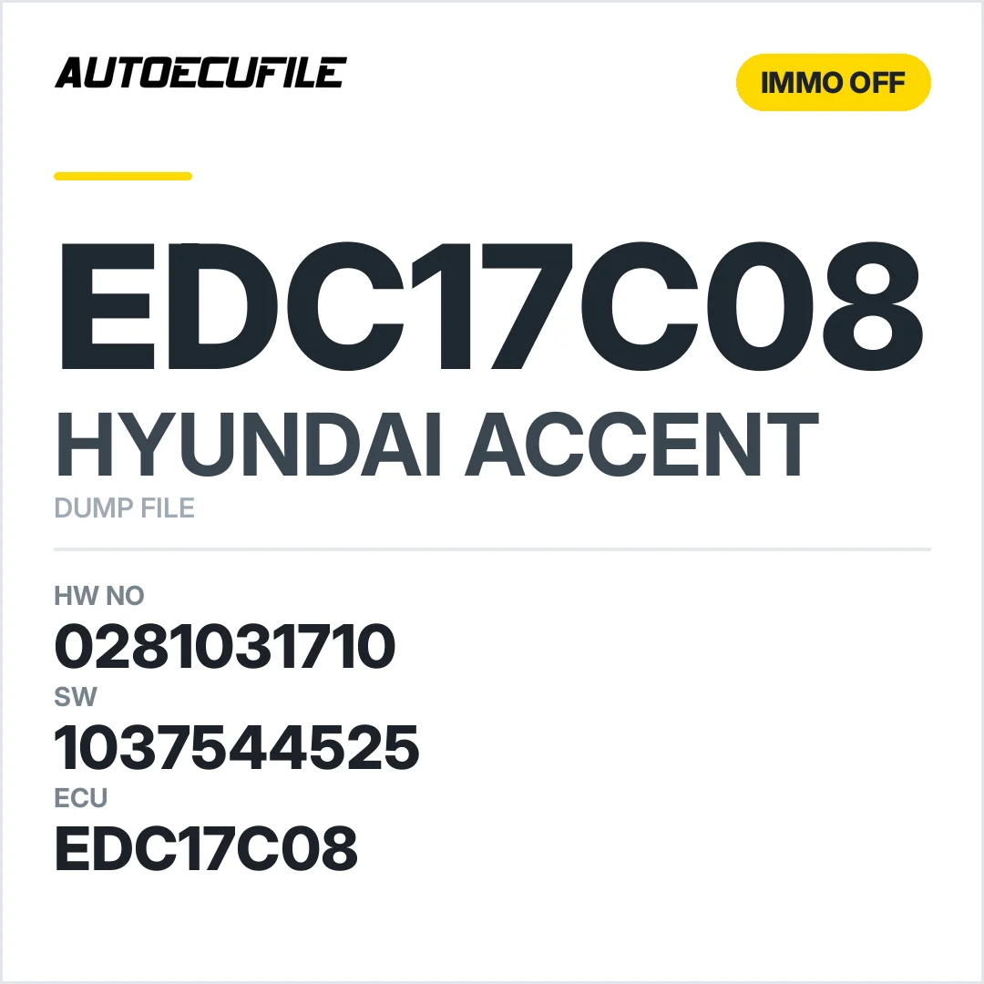 HYUNDAI ACCENT EDC17C08 0281031710 1037544525 IMMO OFF DUMP
