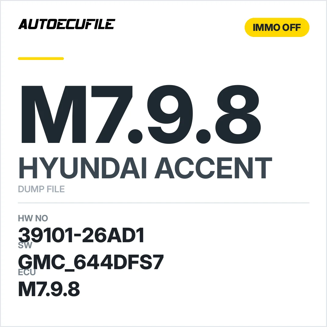 HYUNDAI ACCENT M7.9.8 39101-26AD1 GMC 644DFS7 IMMO OFF DUMP