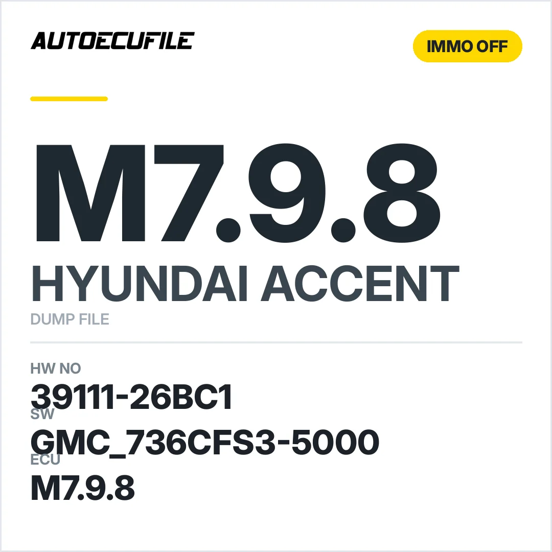 HYUNDAI ACCENT M7.9.8 39111-26BC1 GMC 736CFS3-5000 IMMO OFF DUMP