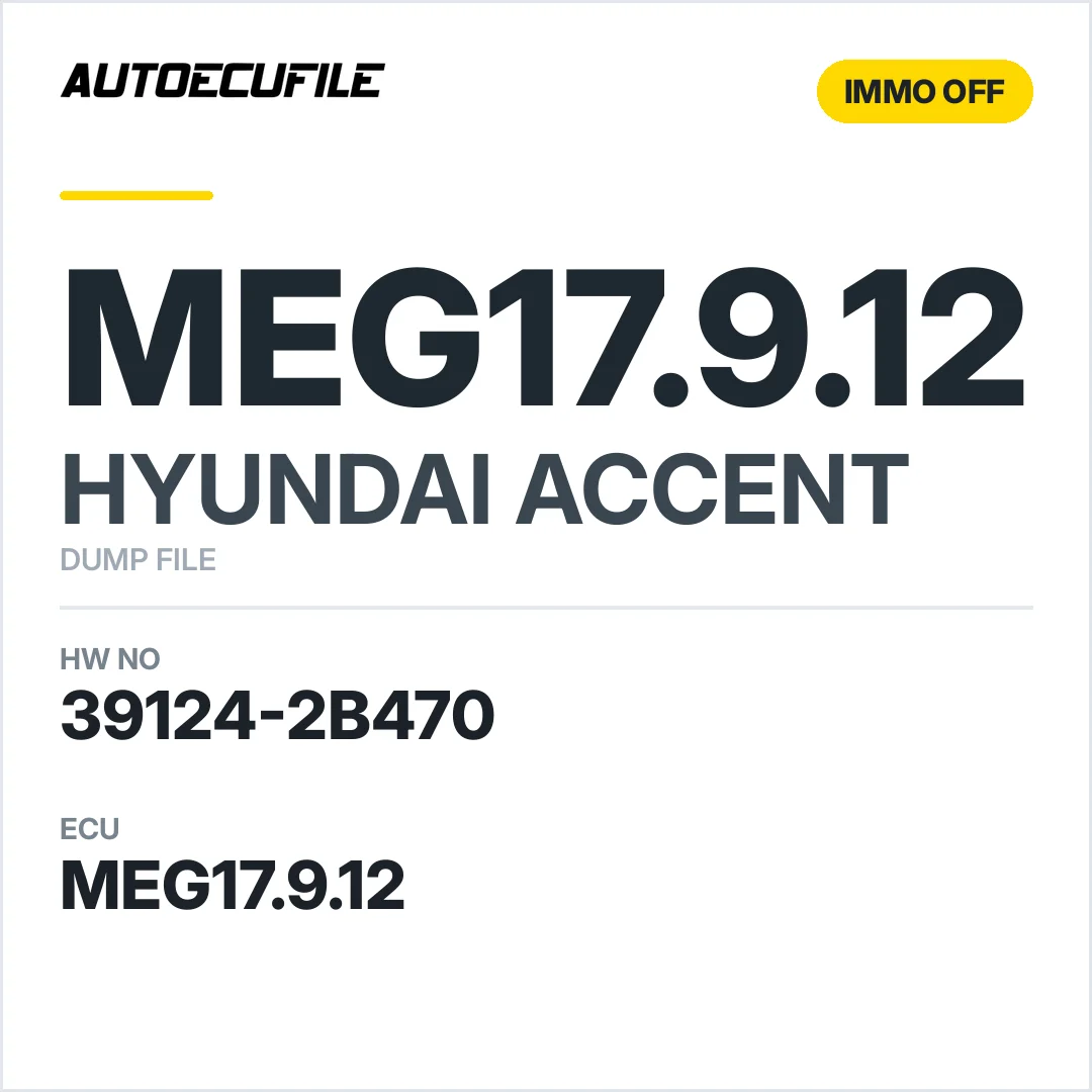 HYUNDAI ACCENT MED17.9.12 39124-2B470 IMMO OFF DUMP