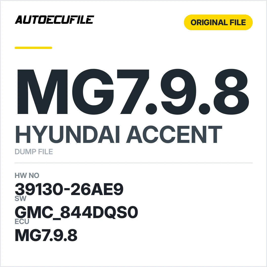 HYUNDAI ACCENT MG7.9.8 39130-26AE9 GMC 844DQS0 DUMP