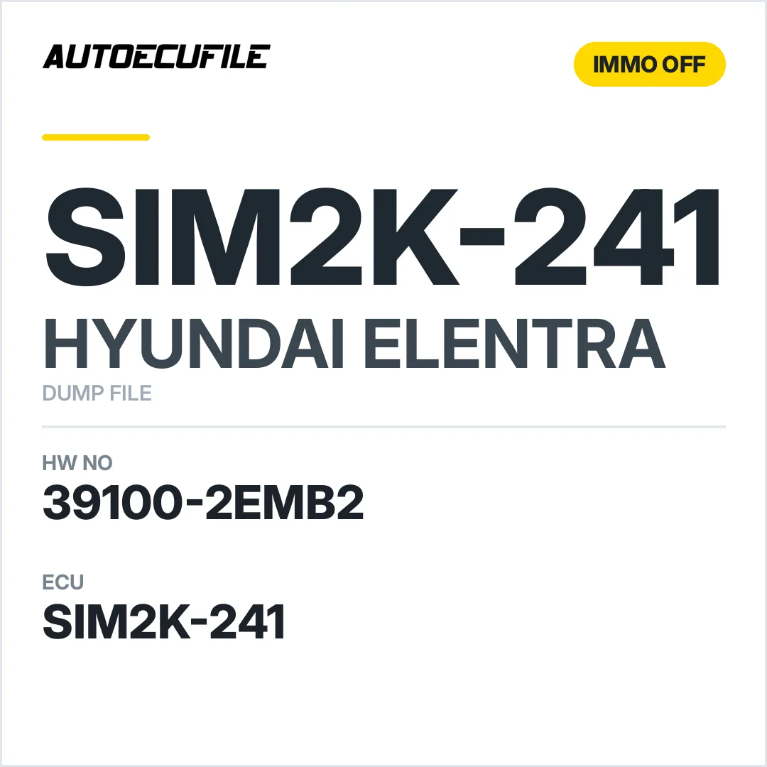 HYUNDAI ELENTRA SIM2K-241 39100-2EMB2 39101-2EMB2 IMMO OFF DUMP
