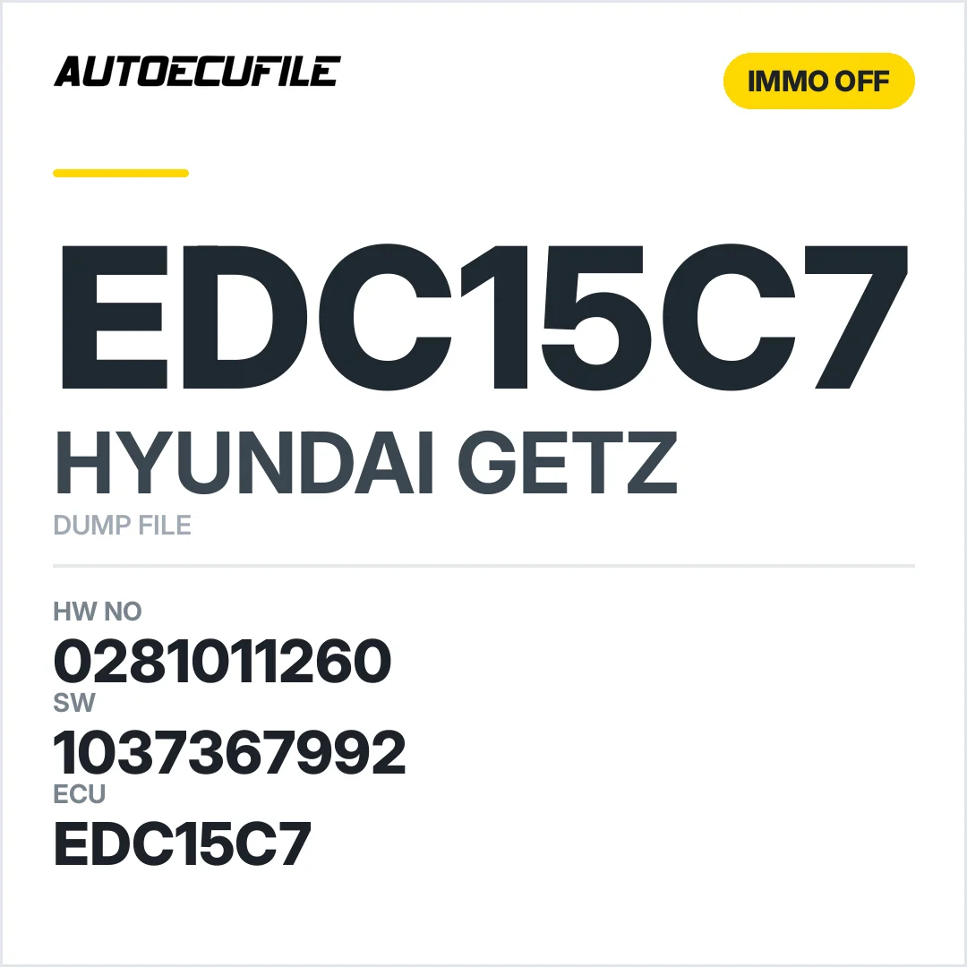 HYUNDAI GETZ EDC15C7 0281011260 1037367992 IMMO OFF DUMP