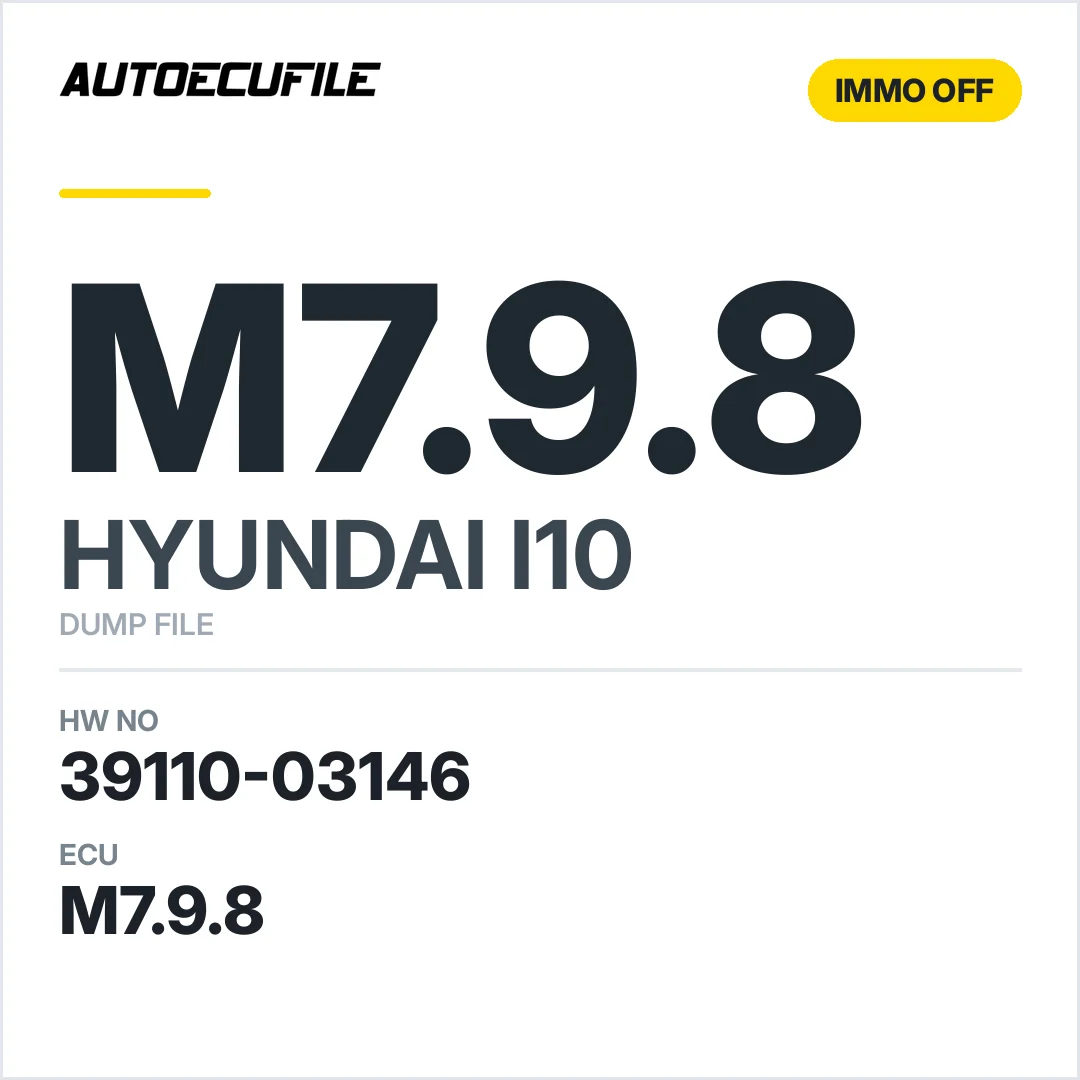 HYUNDAI I10 M7.9.8 39110-03146 IMMO OFF DUMP
