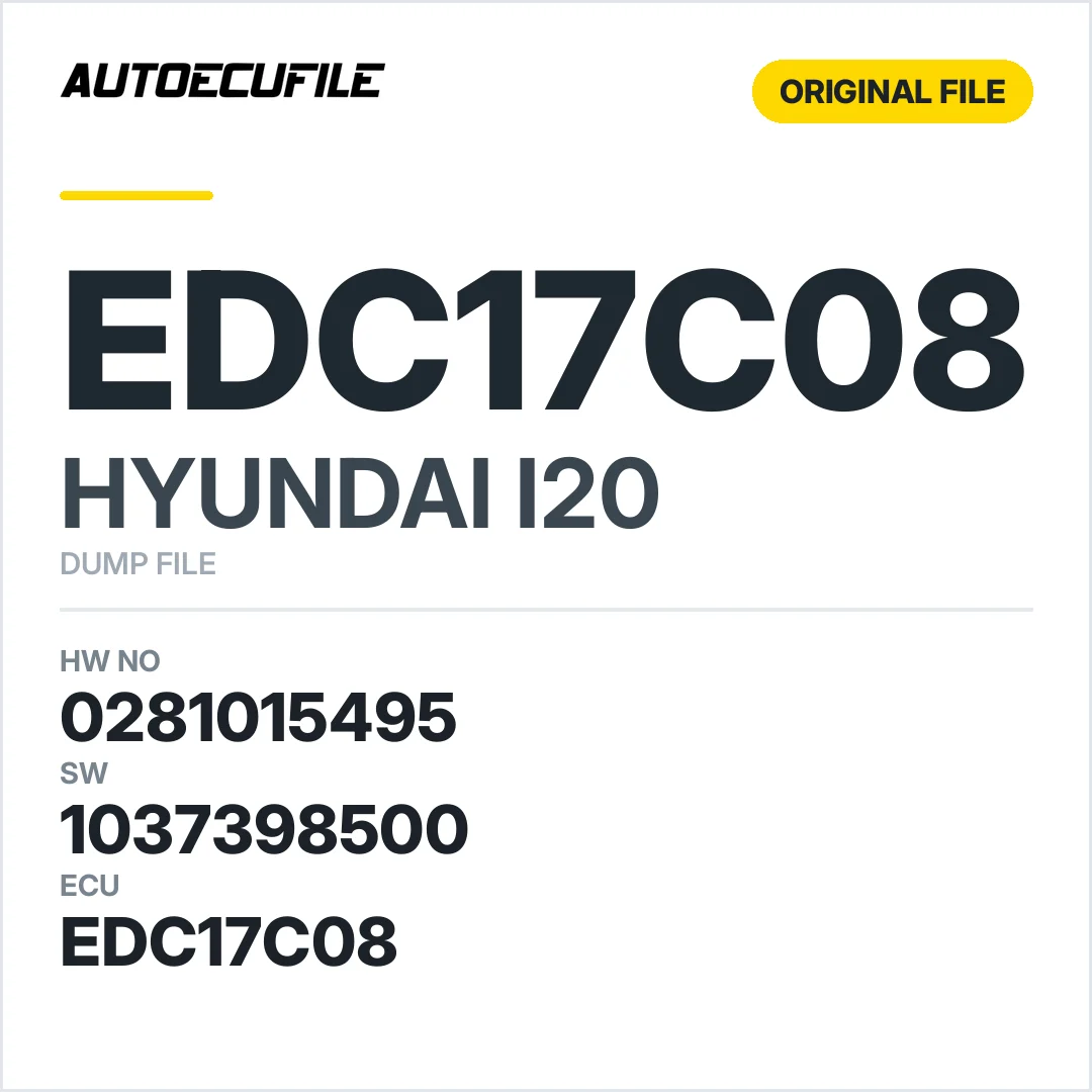 HYUNDAI I20 EDC17C08 0281015495 1037398500  DUMP