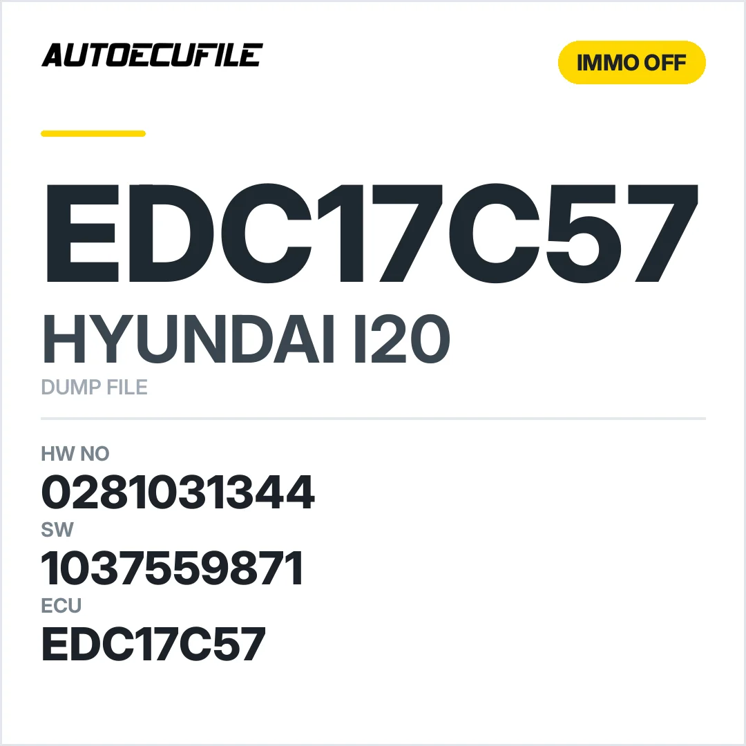 HYUNDAI I20 EDC17C57 0281031344  1037559871 IMMO OFF DUMP