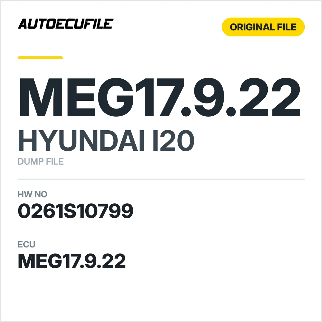 HYUNDAI I20 MEG17.9.22 0261S10799 DUMP