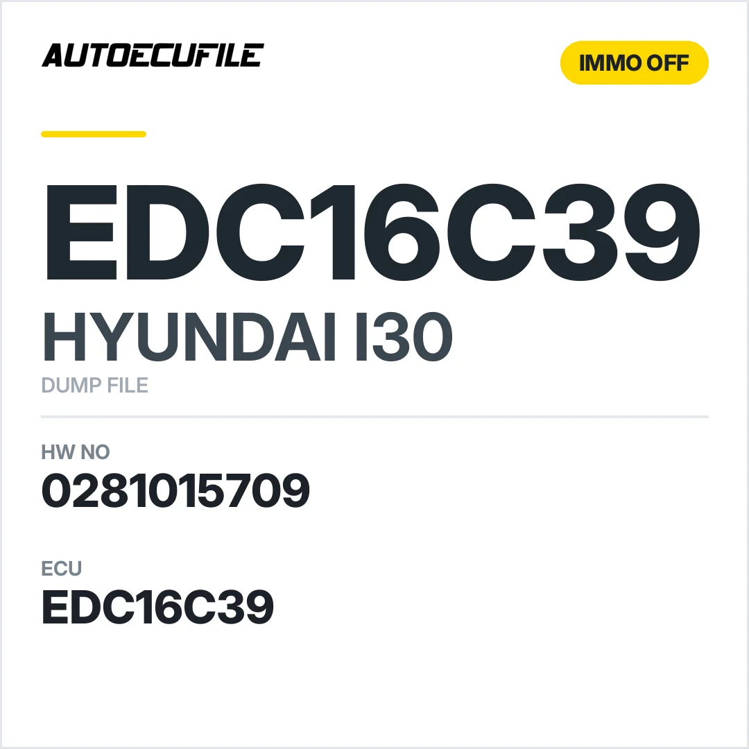 HYUNDAI I30 EDC16C39 0281015709 IMMO OFF DUMP
