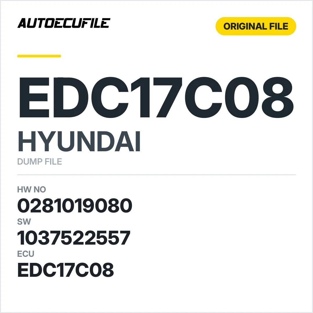 HYUNDAI I30 EDC17C08 0281019080 1037522557 DUMP