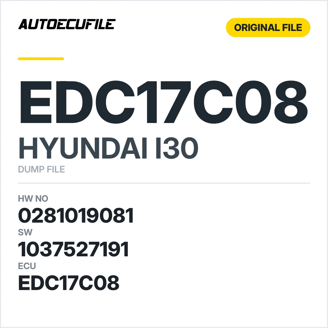 HYUNDAI I30 EDC17C08 0281019081 1037527191 DUMP