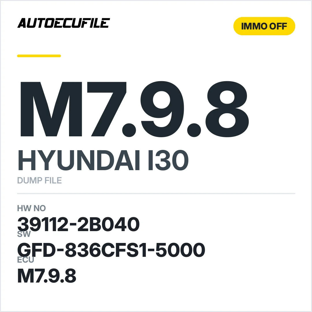 HYUNDAI I30 M7.9.8 39112-2B040 GFD 836CFS1-5000 IMMO OFF DUMP