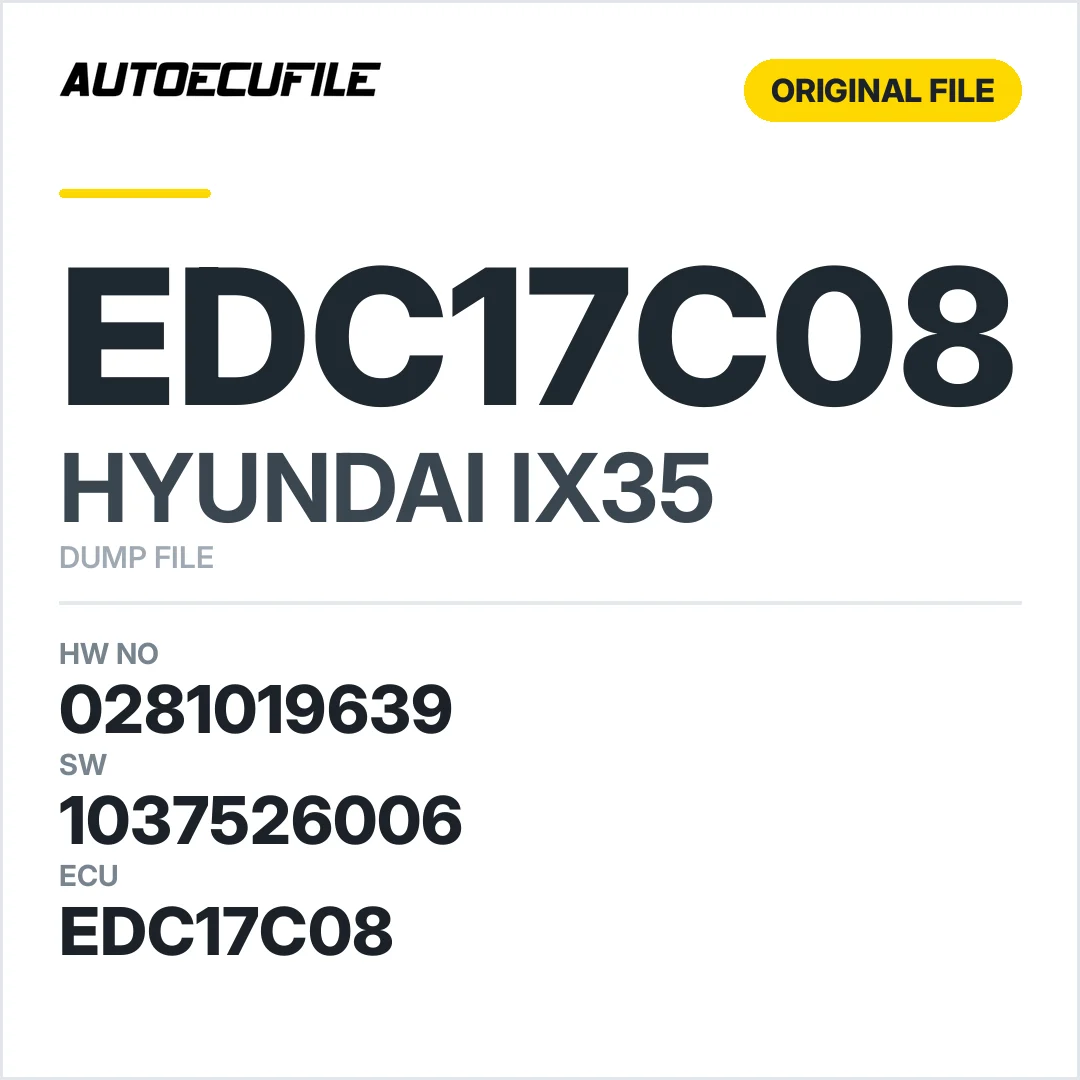 HYUNDAI IX35 EDC17C08 0281019639 1037526006 DUMP