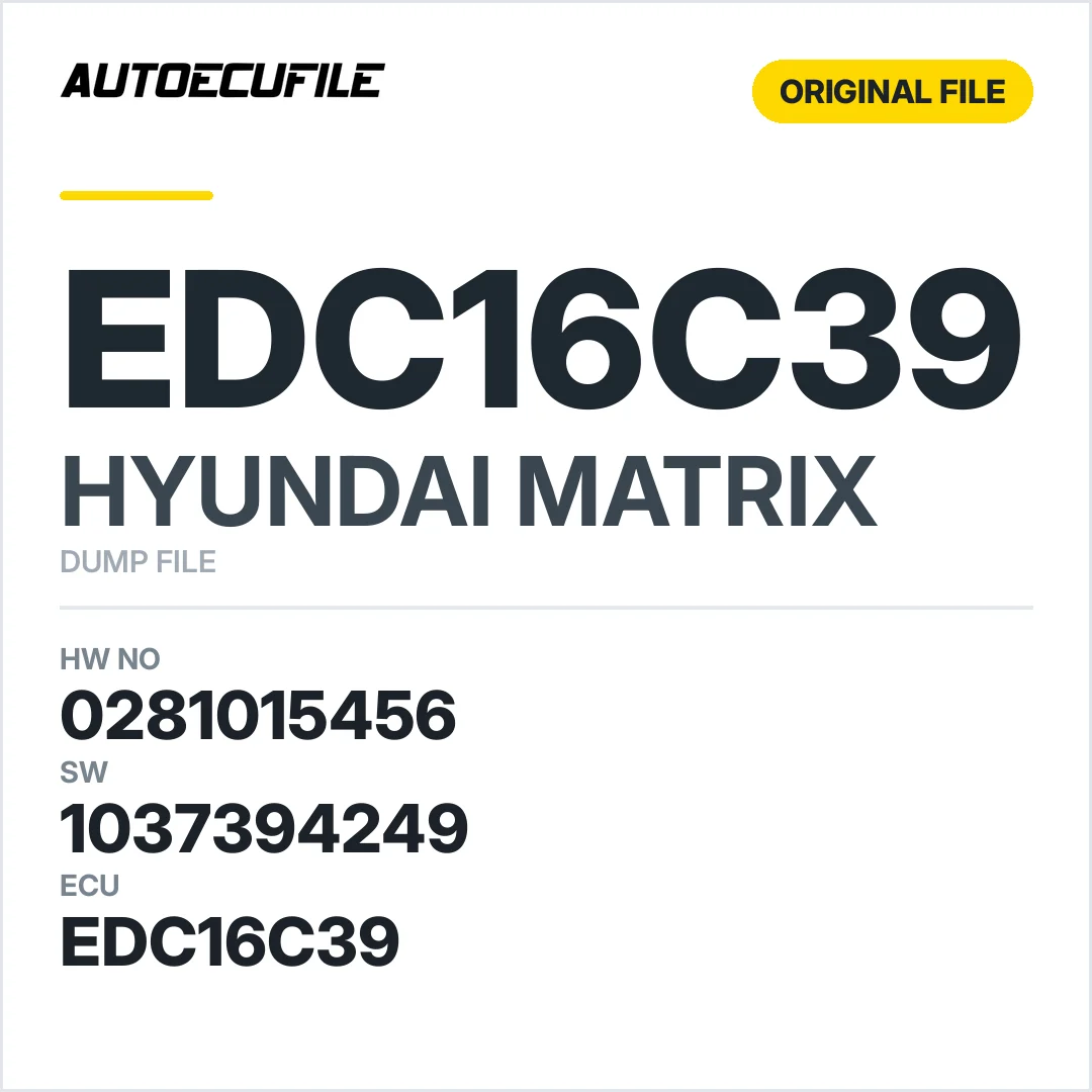 HYUNDAI MATRIX EDC16C39 0281015456 1037394249 DUMP