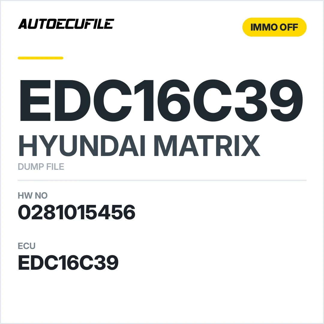 HYUNDAI MATRIX EDC16C39 0281015456 IMMO OFF DUMP