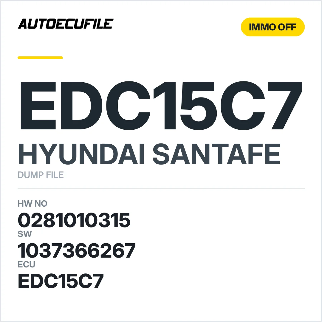 HYUNDAI SANTAFE EDC15C7 0281010315 1037366267 IMMO OFF DUMP