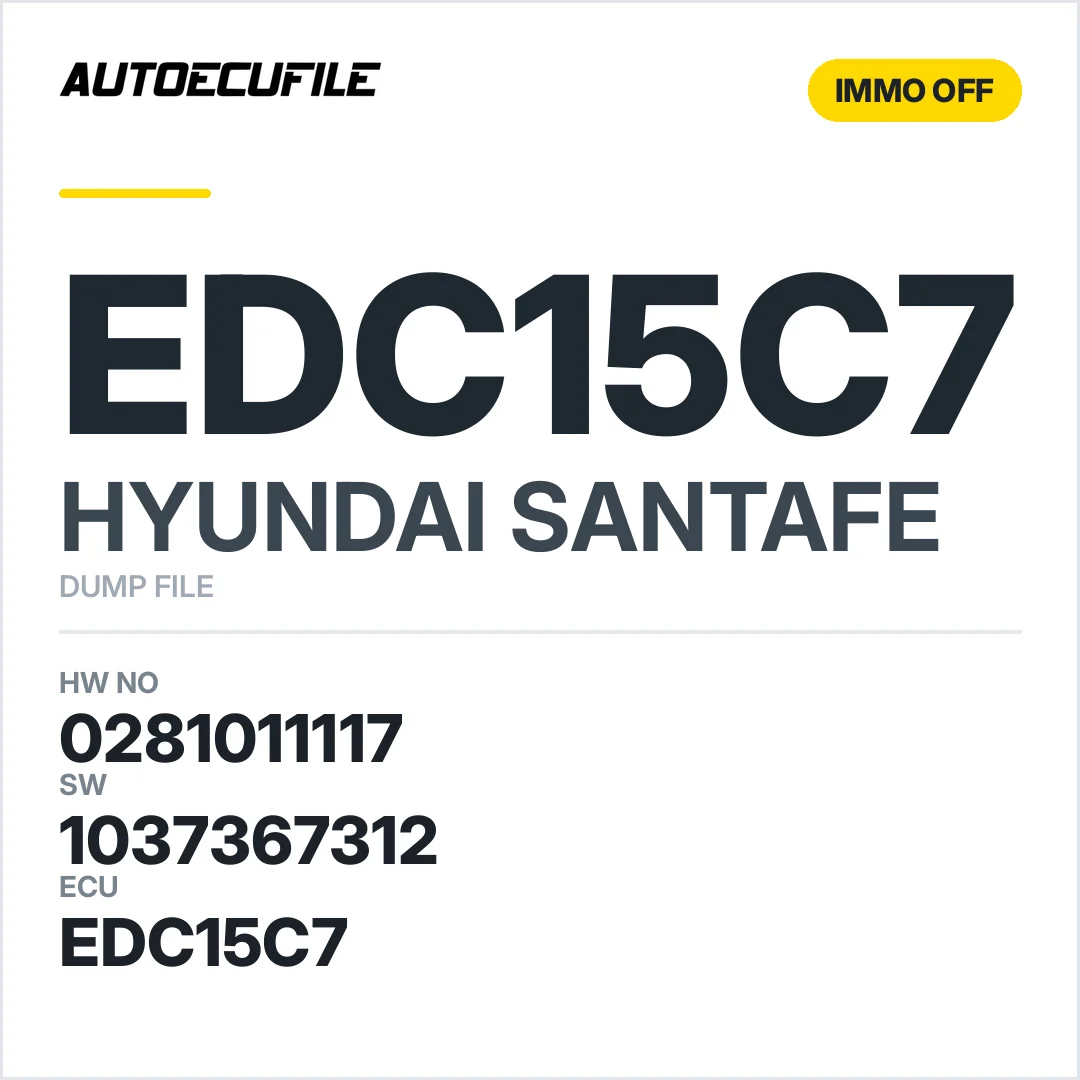 HYUNDAI SANTAFE EDC15C7 0281011117 1037367312 IMMO OFF DUMP