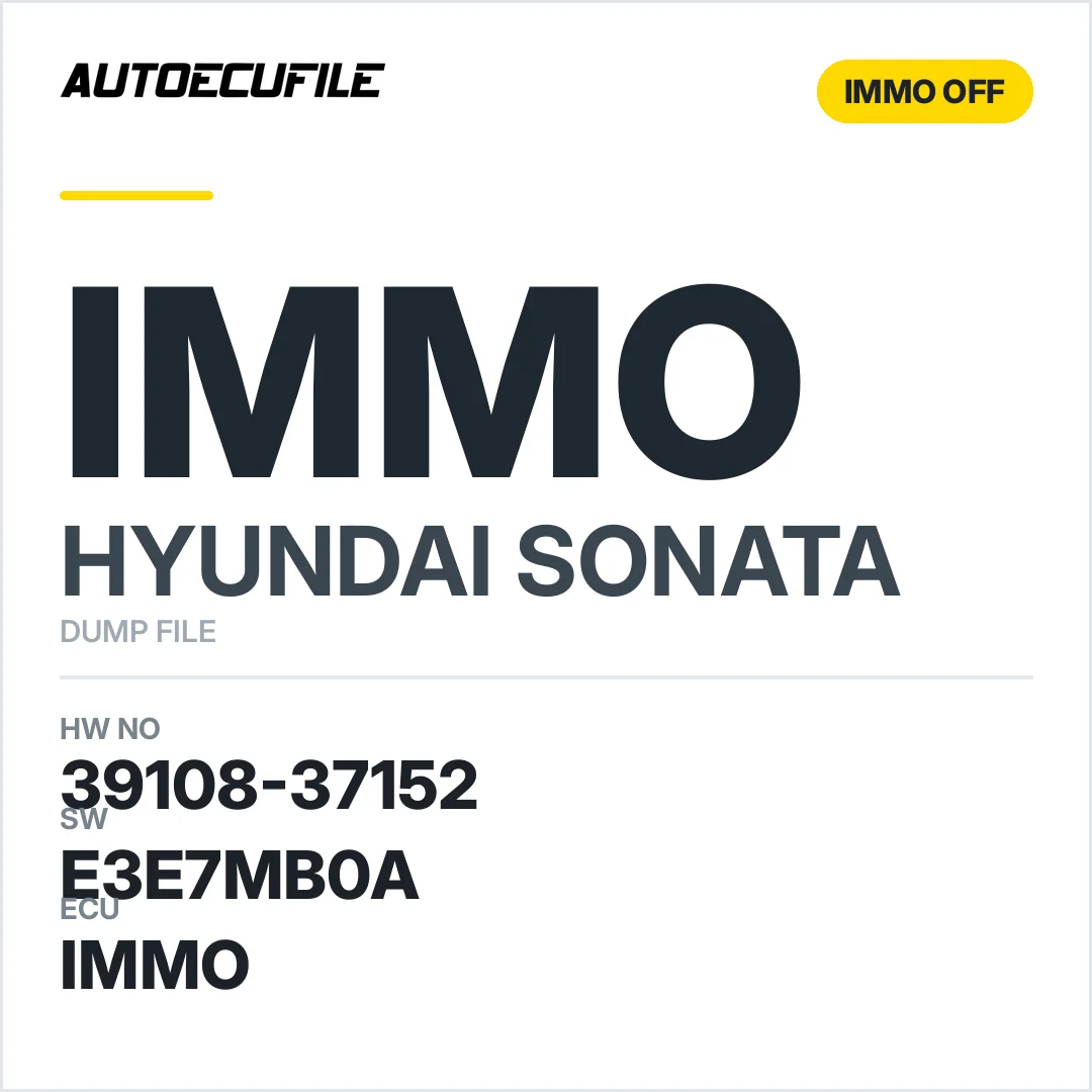 HYUNDAI SONATA 39108-37152 5WY1747A  E3E7MB0A IMMO OFF DUMP