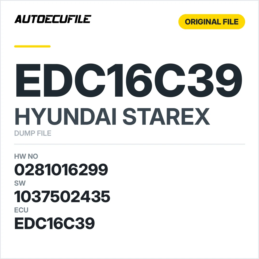 HYUNDAI STAREX EDC16C39 0281016299 1037502435 DUMP