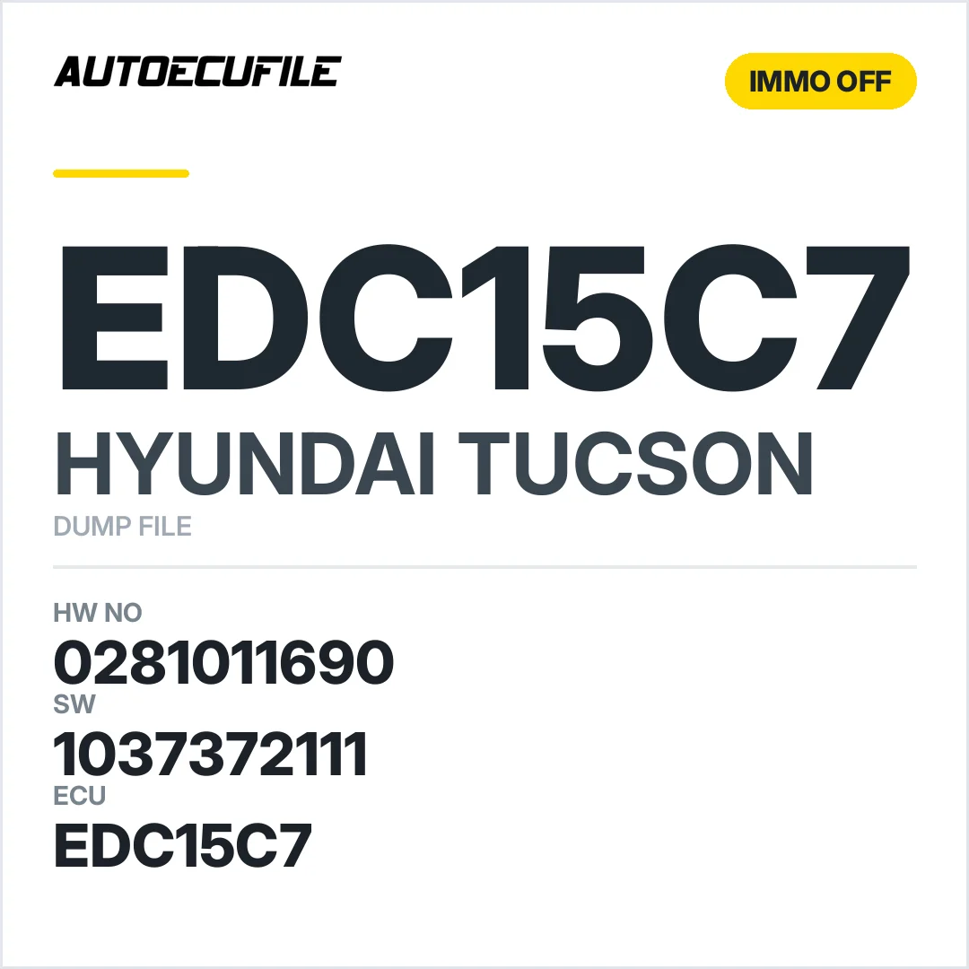 HYUNDAI TUCSON EDC15C7 0281011690 1037372111 IMMO OFF DUMP
