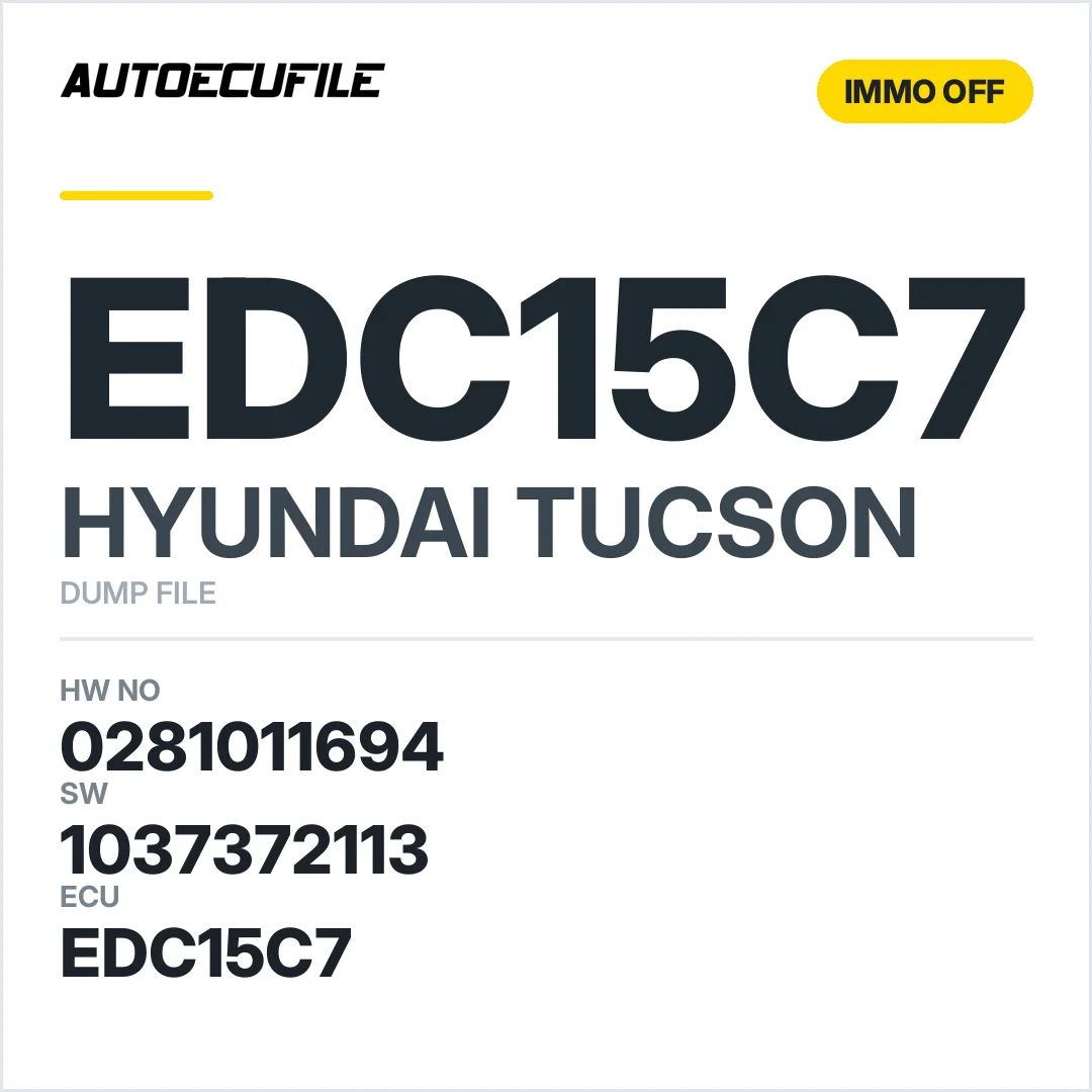 HYUNDAI TUCSON EDC15C7 0281011694 1037372113 IMMO OFF DUMP