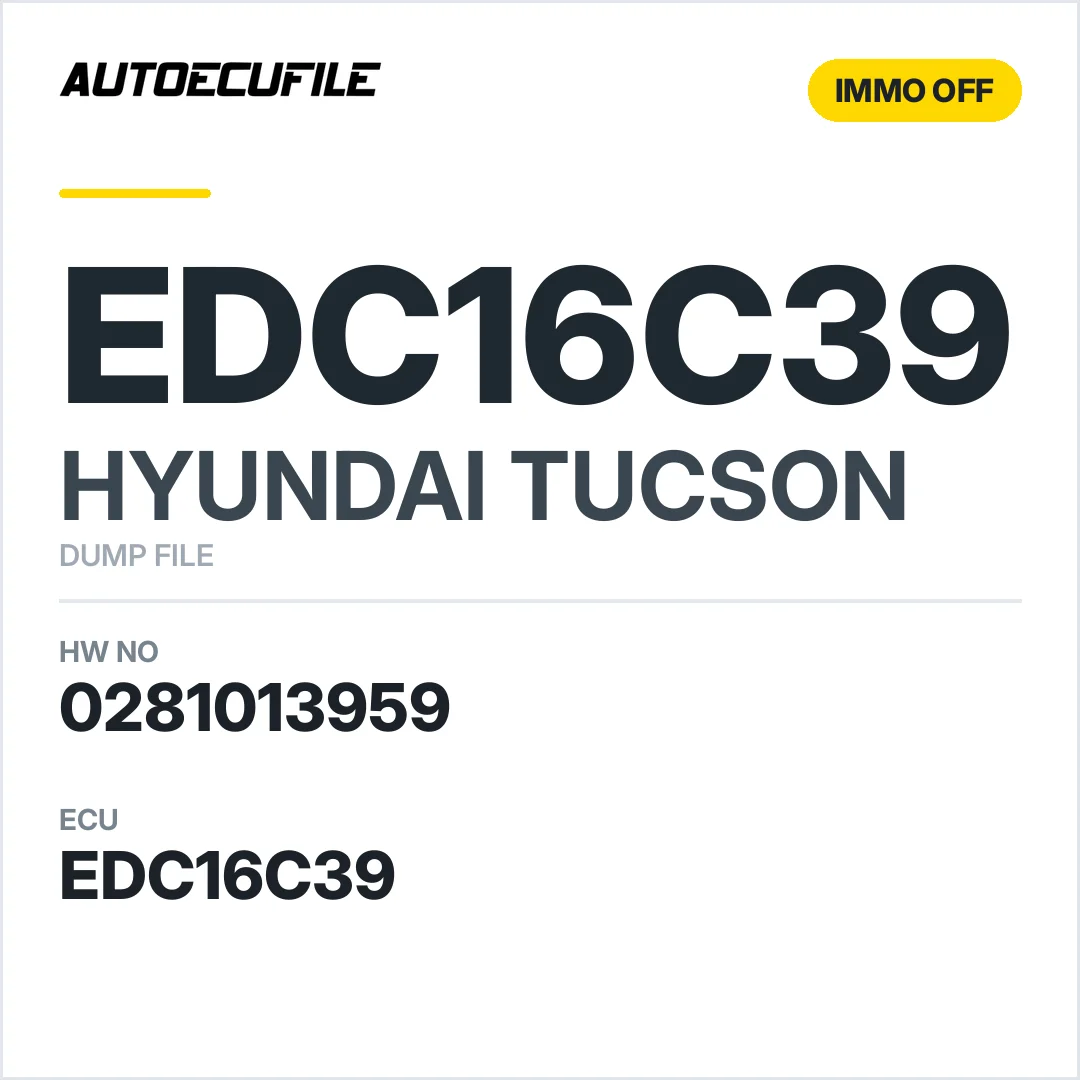 HYUNDAI TUCSON EDC16C39 0281013959  IMMO OFF DUMP