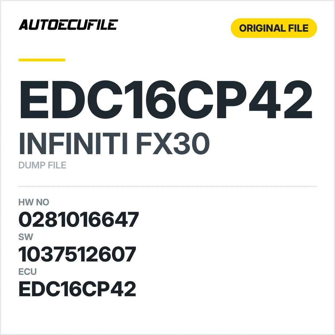 INFINITI FX30 EDC16CP42 0281016647 1037512607 DUMP
