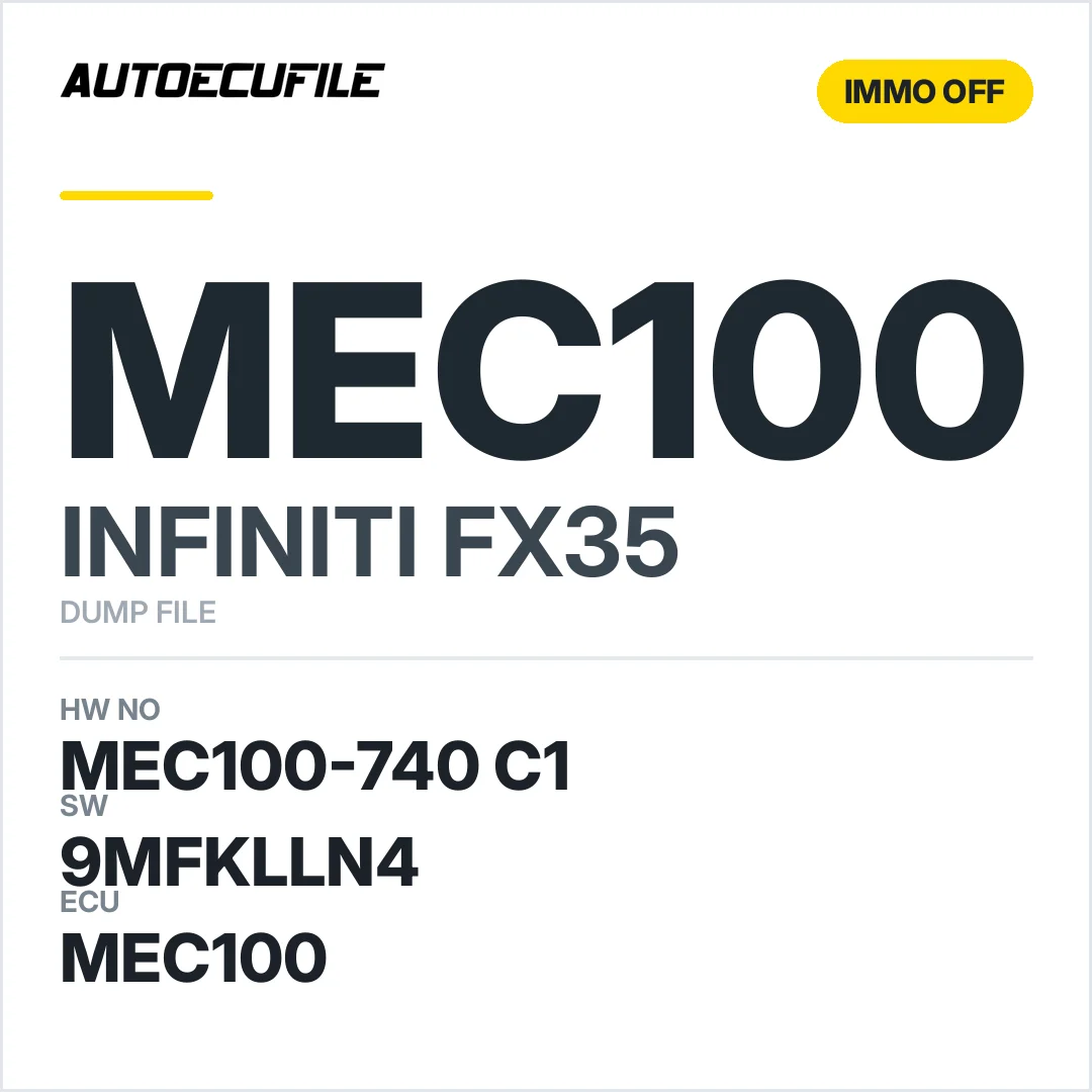 INFINITI FX35 MEC100 MEC100-740 C1 9MFKLLN4 IMMO OFF DUMP