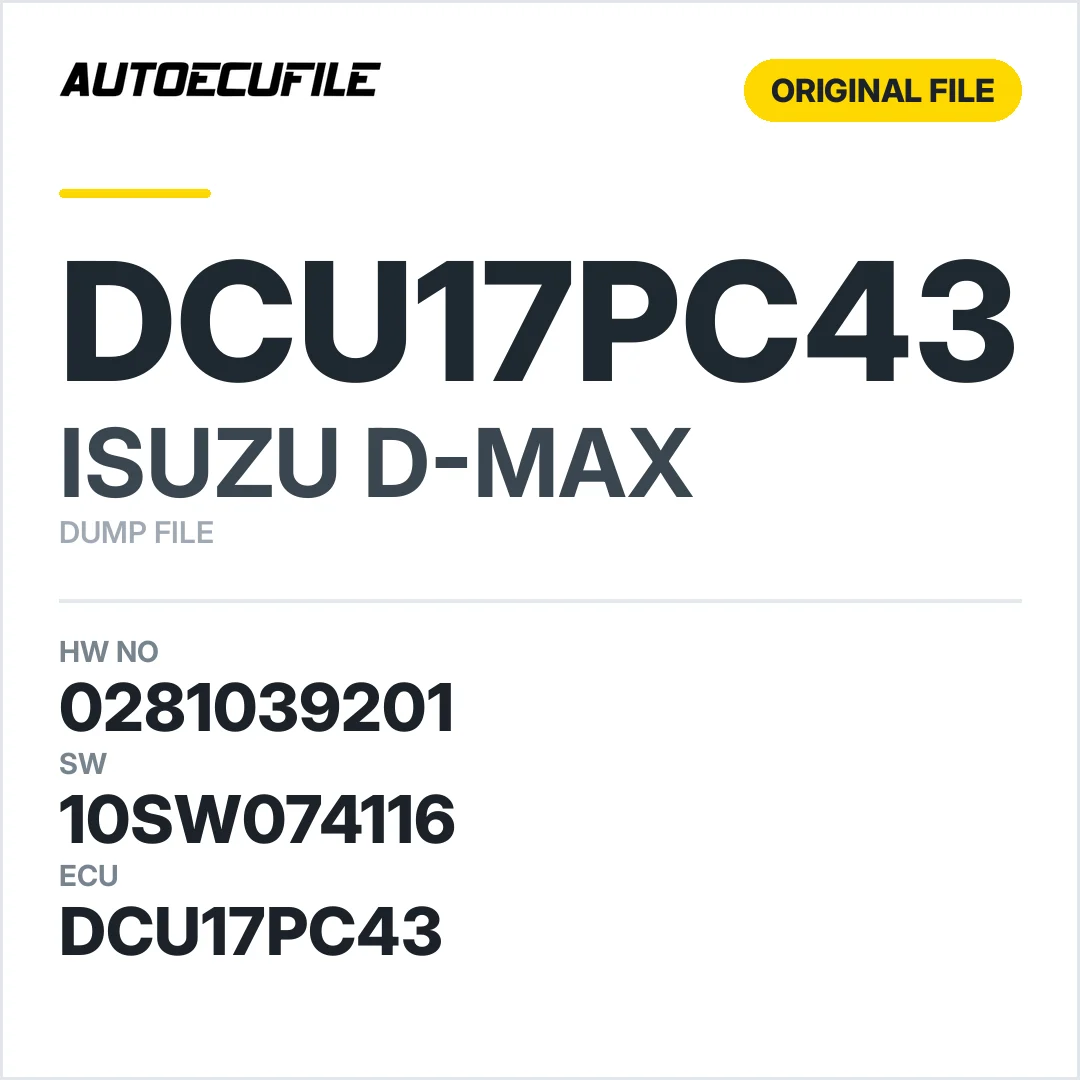 ISUZU D-MAX DCU17PC43 0281039201 8977969410 10SW074116 DUMP