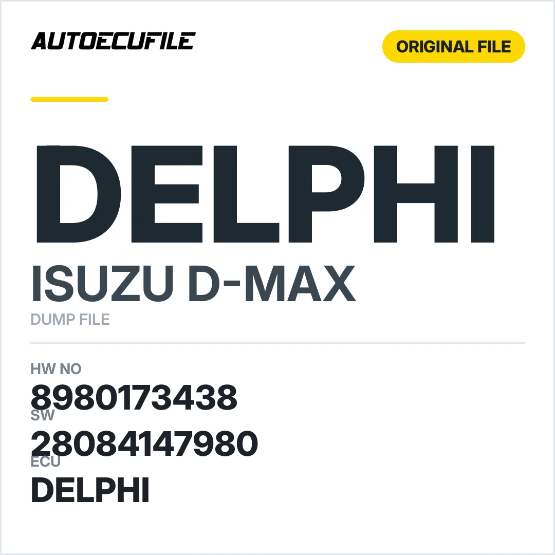 ISUZU D-MAX DELPHI 8980173438 28084147980 DUMP