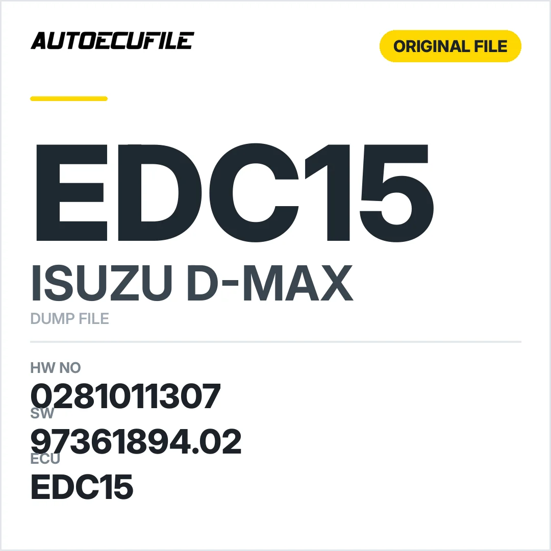 ISUZU D-MAX EDC15 0281011307 97361894.02 DUMP