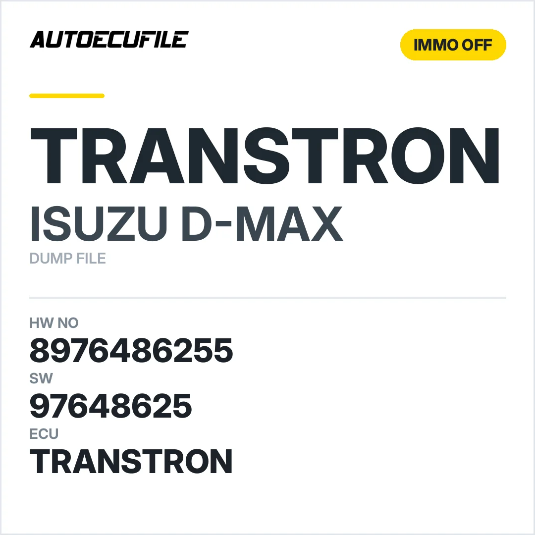 ISUZU D-MAX TRANSTRON 8976486255 97648625 IMMO OFF DUMP