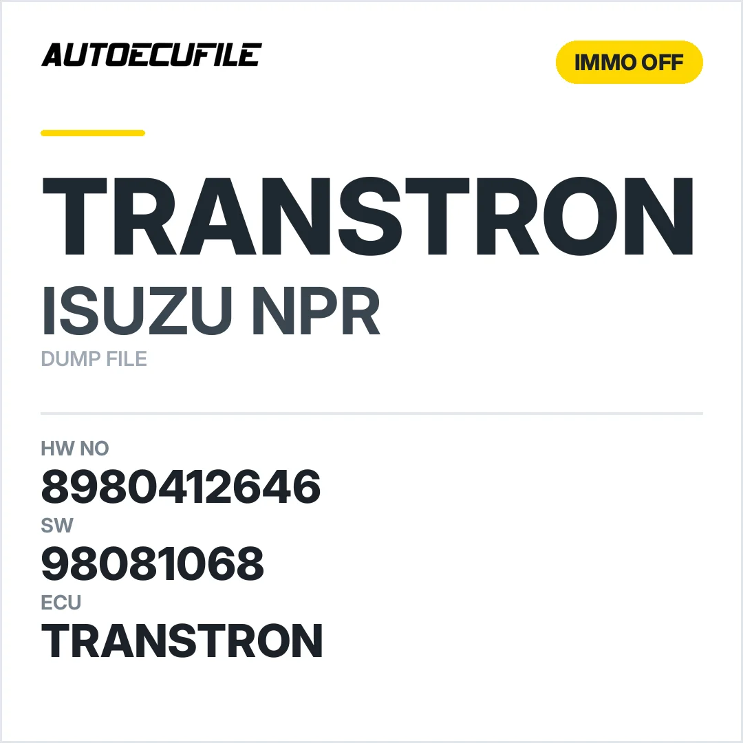 ISUZU NPR TRANSTRON 8980412646 98081068 IMMO OFF DUMP