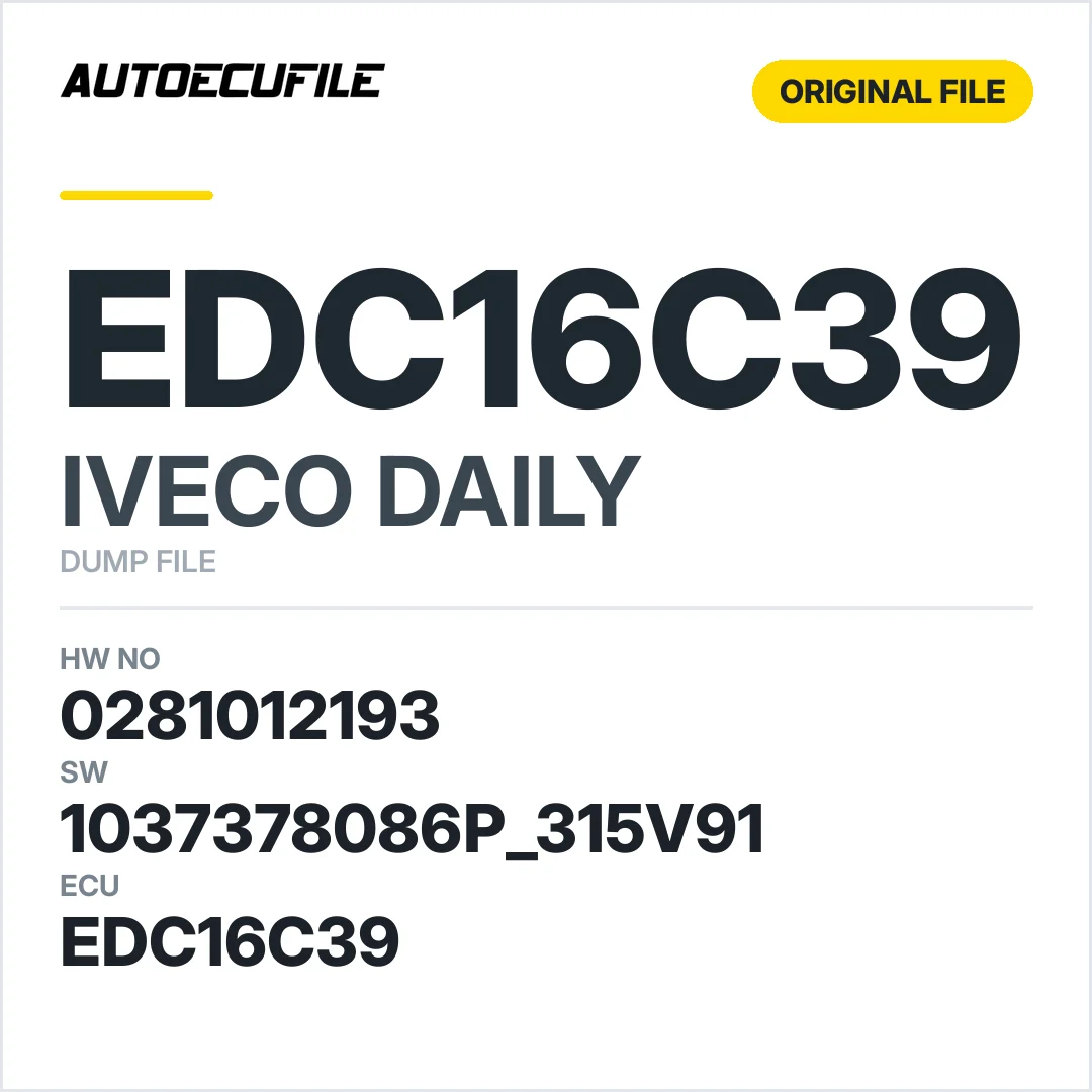 IVECO DAILY EDC16C39 0281012193 1037378086P 315V91 DUMP