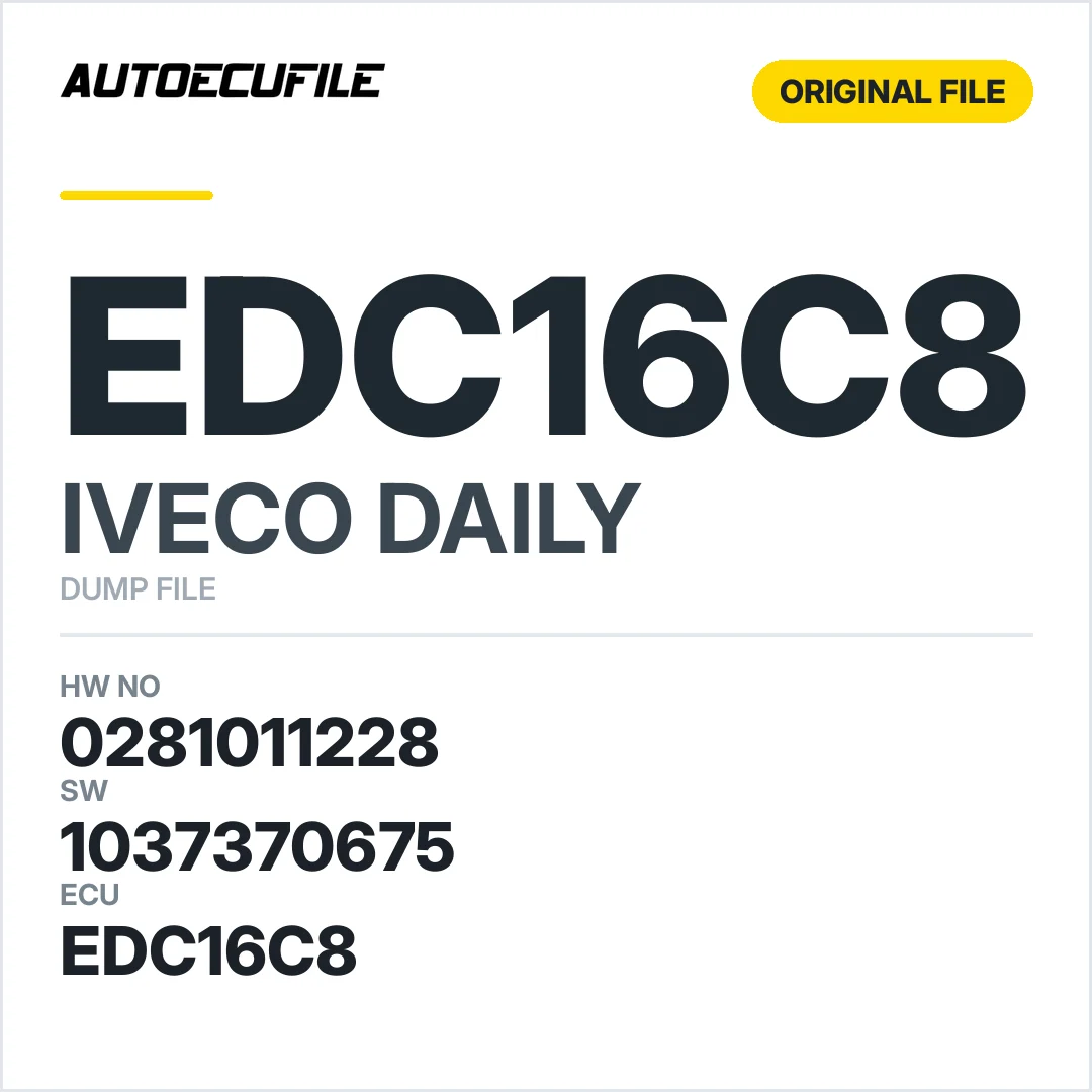 IVECO DAILY EDC16C8 0281011228 1037370675 DUMP