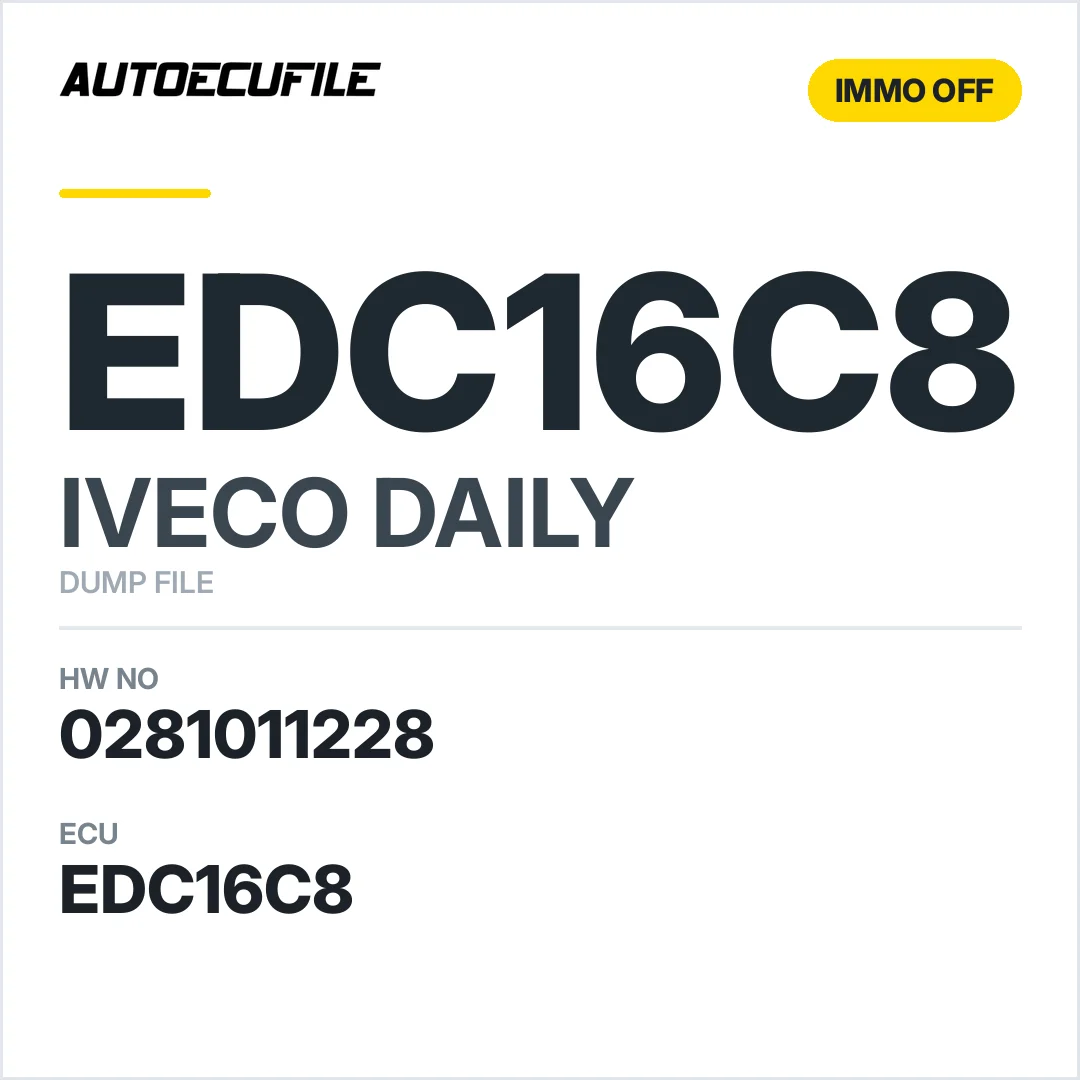 IVECO DAILY EDC16C8 0281011228 IMMO OFF DUMP