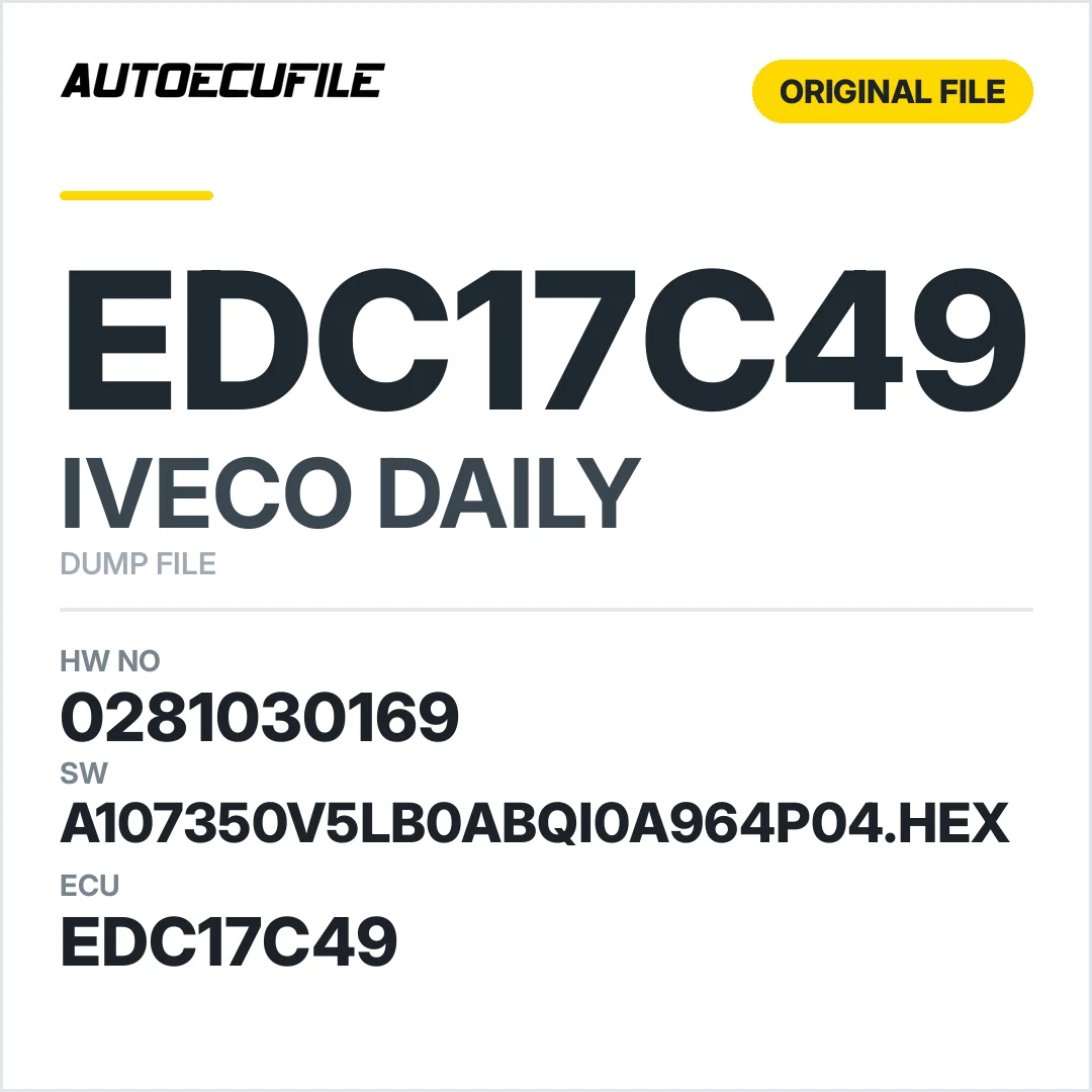 IVECO DAILY EDC17C49 0281030169 A107350V5LB0ABQI0A964P04.HEX 1037513112 DUMP