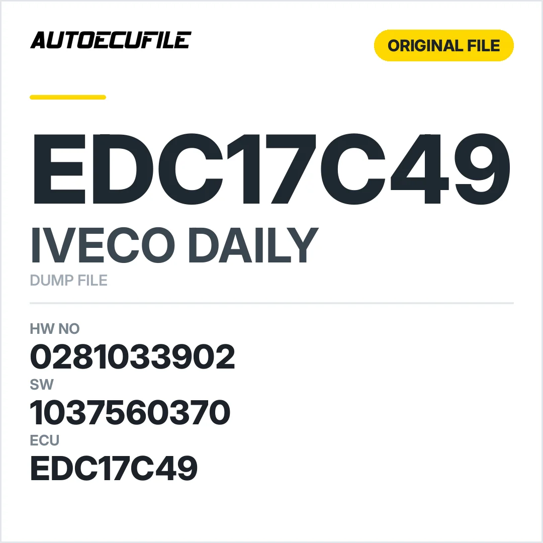 IVECO DAILY EDC17C49 0281033902 1037560370 DUMP