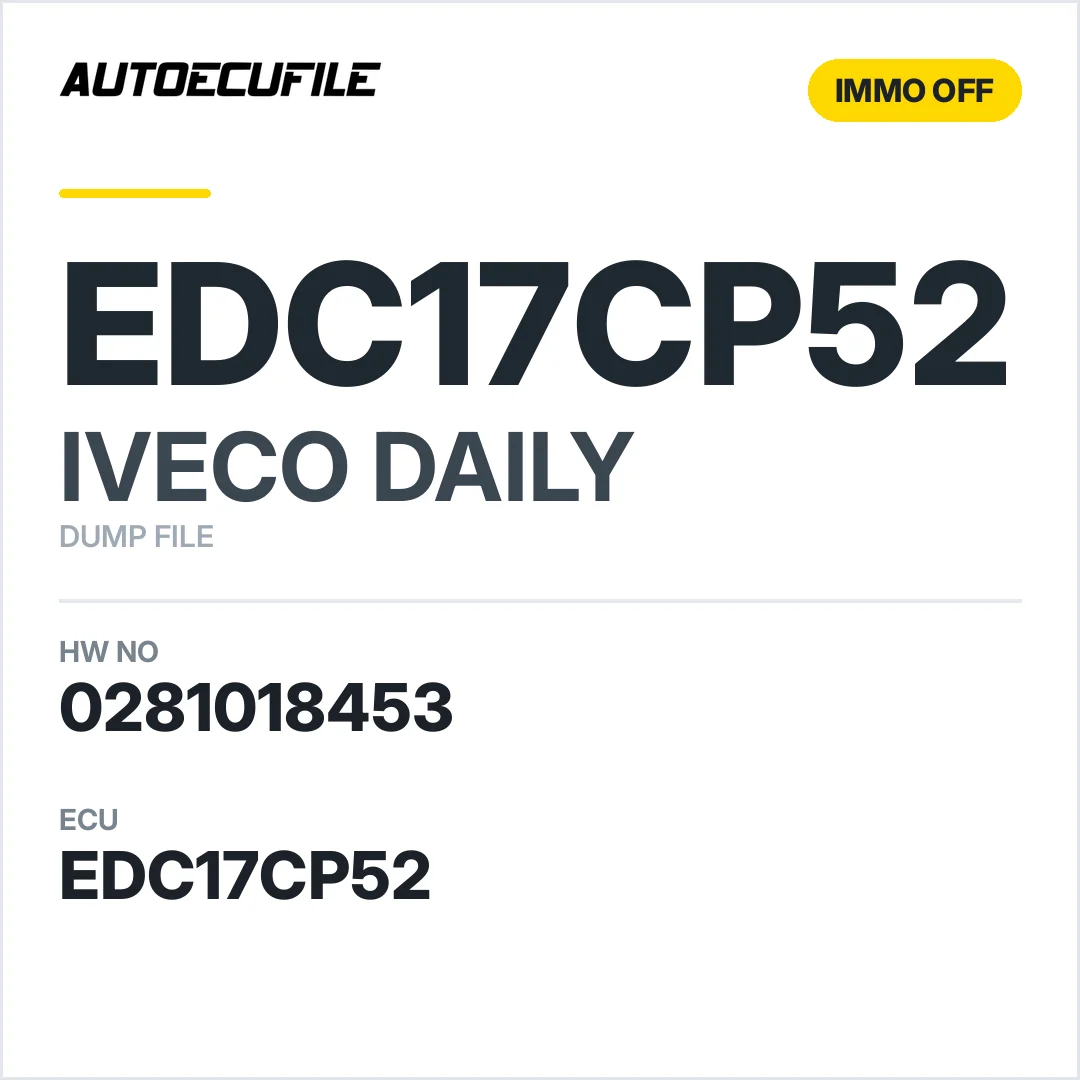 IVECO DAILY EDC17CP52 0281018453 IMMO OFF DUMP