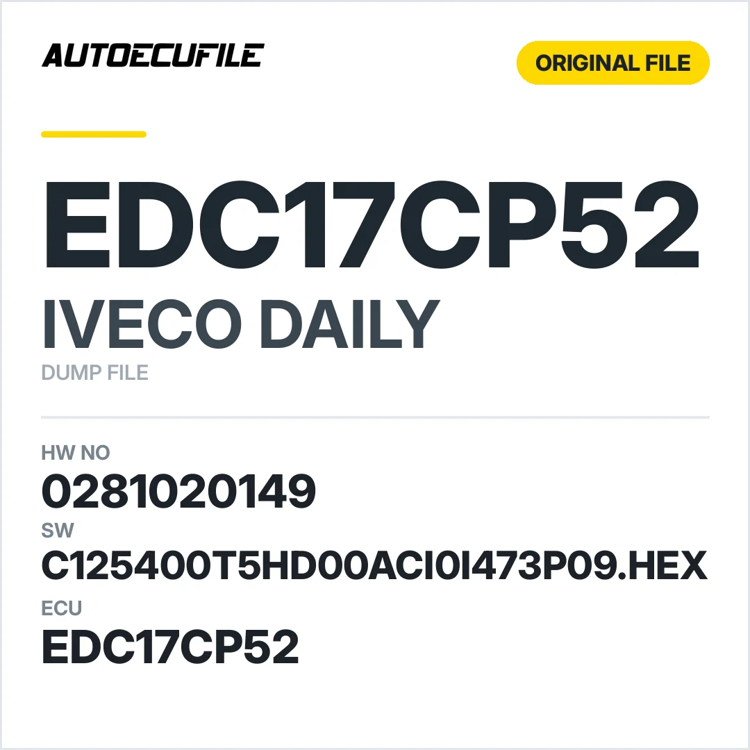IVECO DAILY EDC17CP52 0281020149 C125400T5HD00ACI0I473P09.HEX 1037500323 DUMP