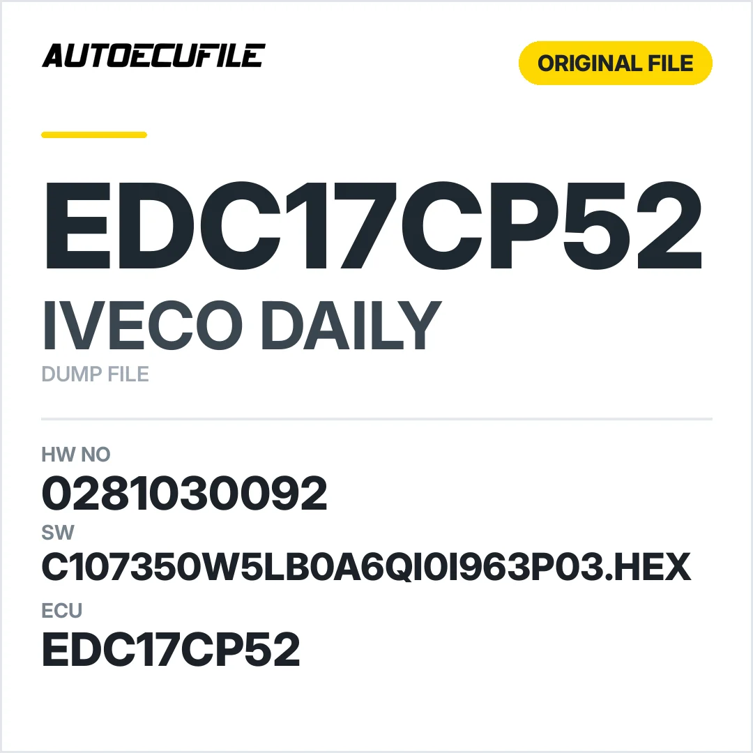 IVECO DAILY EDC17CP52 0281030092 C107350W5LB0A6QI0I963P03.HEX  1037530761 DUMP