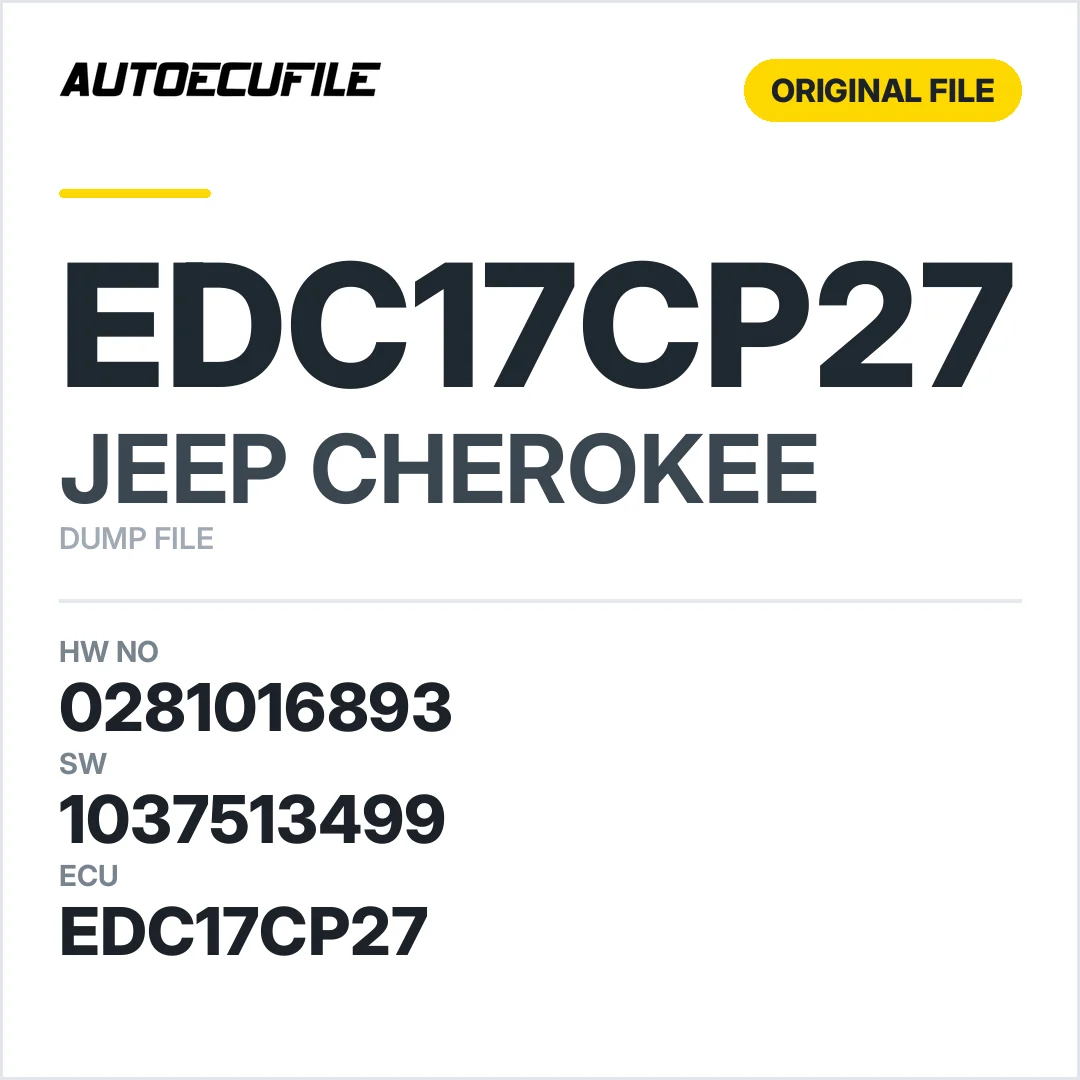 JEEP CHEROKEE EDC17CP27 0281016893 1037513499 DUMP