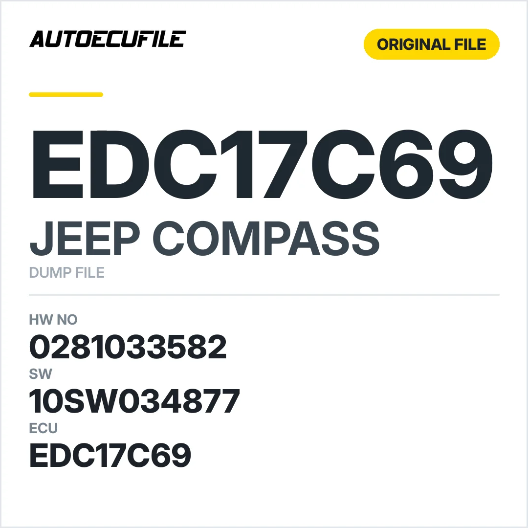 JEEP COMPASS EDC17C69 0281033582 10SW034877 DUMP