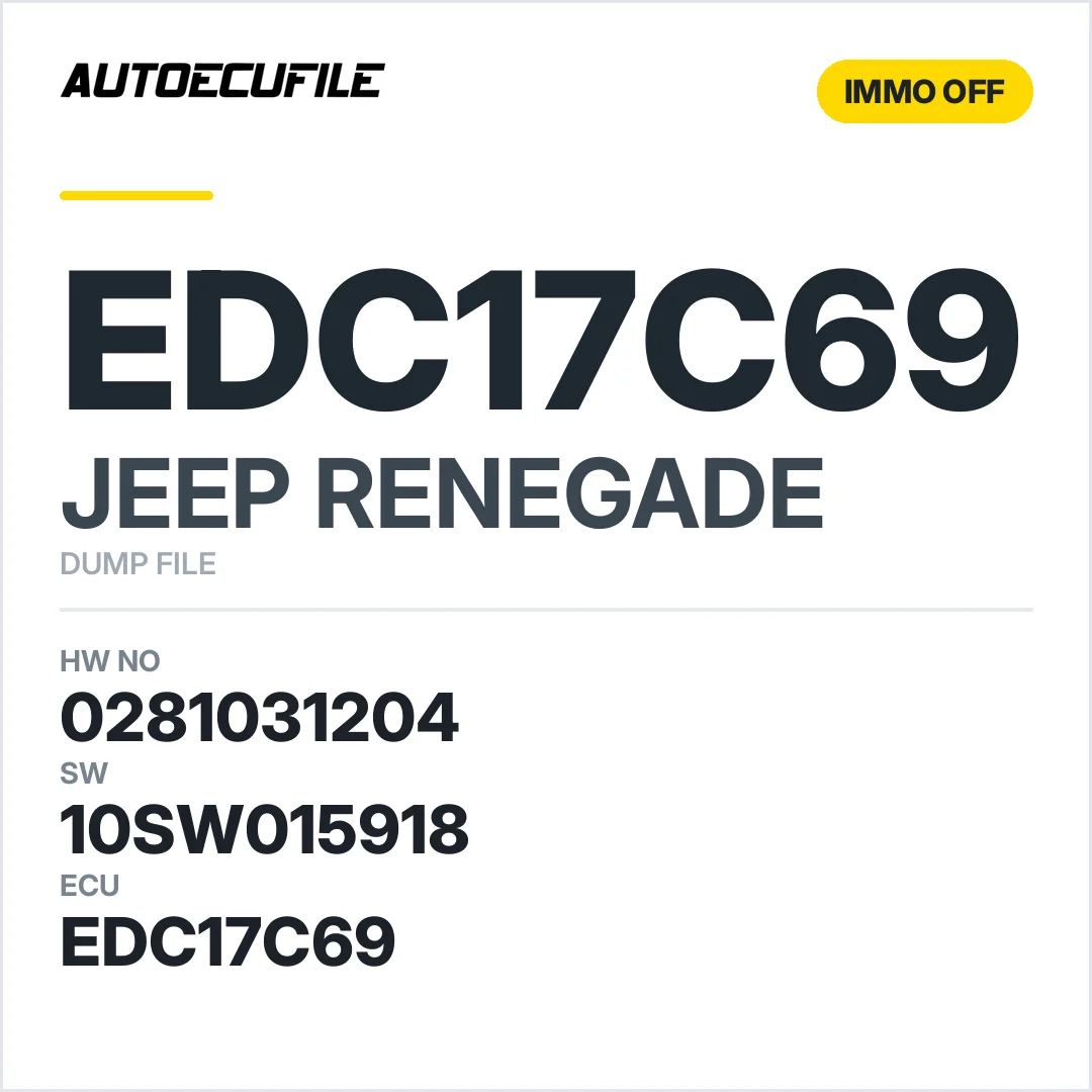 JEEP RENEGADE EDC17C69 0281031204 10SW015918  IMMO OFF DUMP