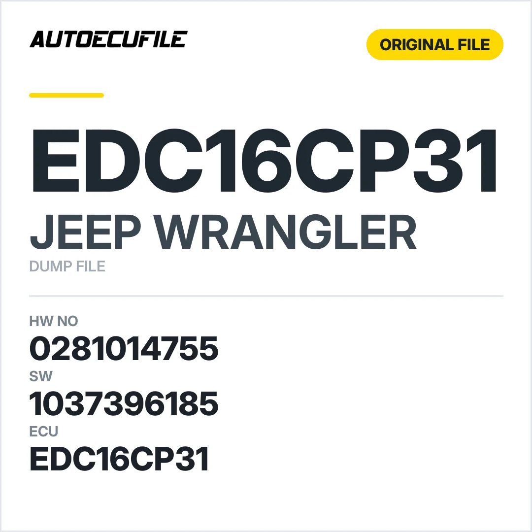 JEEP WRANGLER EDC16CP31 0281014755 1037396185 DUMP