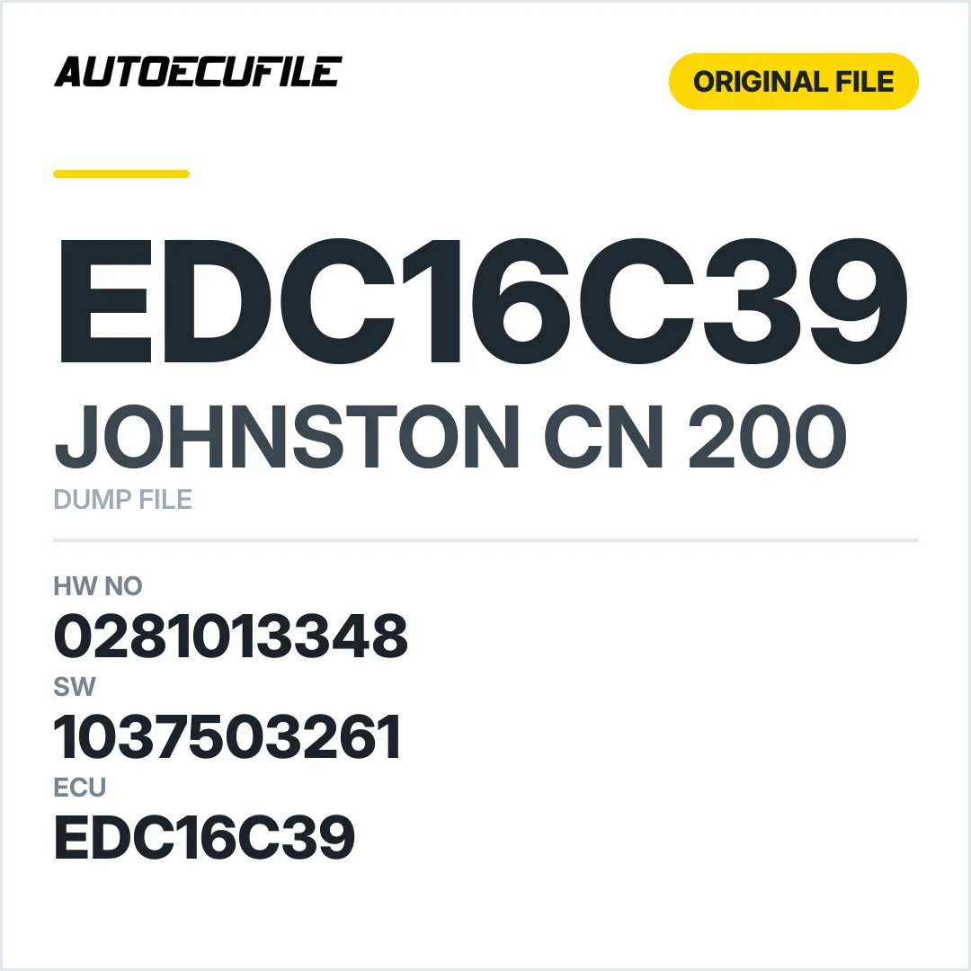 JOHNSTON CN 200 EDC16C39 0281013348 1037503261 DUMP