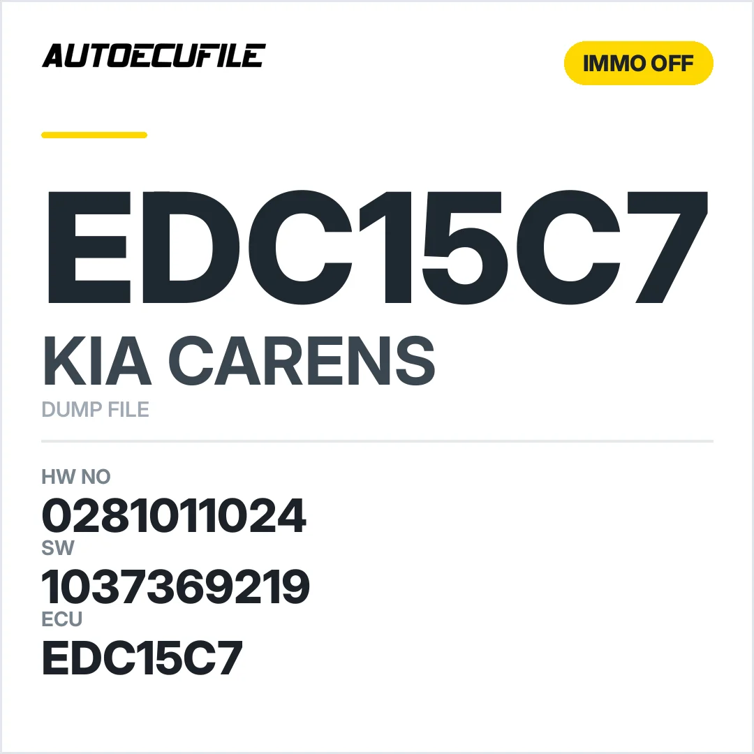 KIA CARENS EDC15C7 0281011024 1037369219 IMMO OFF DUMP