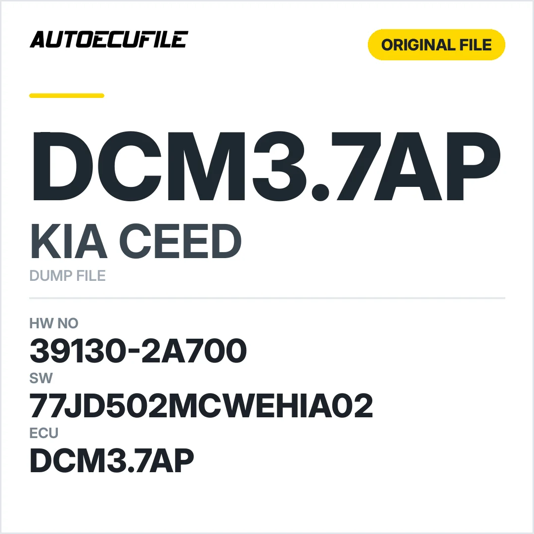 KIA CEED DCM3.7AP 39130-2A700 U7G77 JDAA03 D11 77JD502MCWEHIA02 DUMP