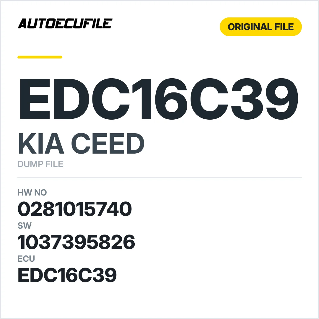 KIA CEED EDC16C39 0281015740 39103-2A766 1037395826 DUMP