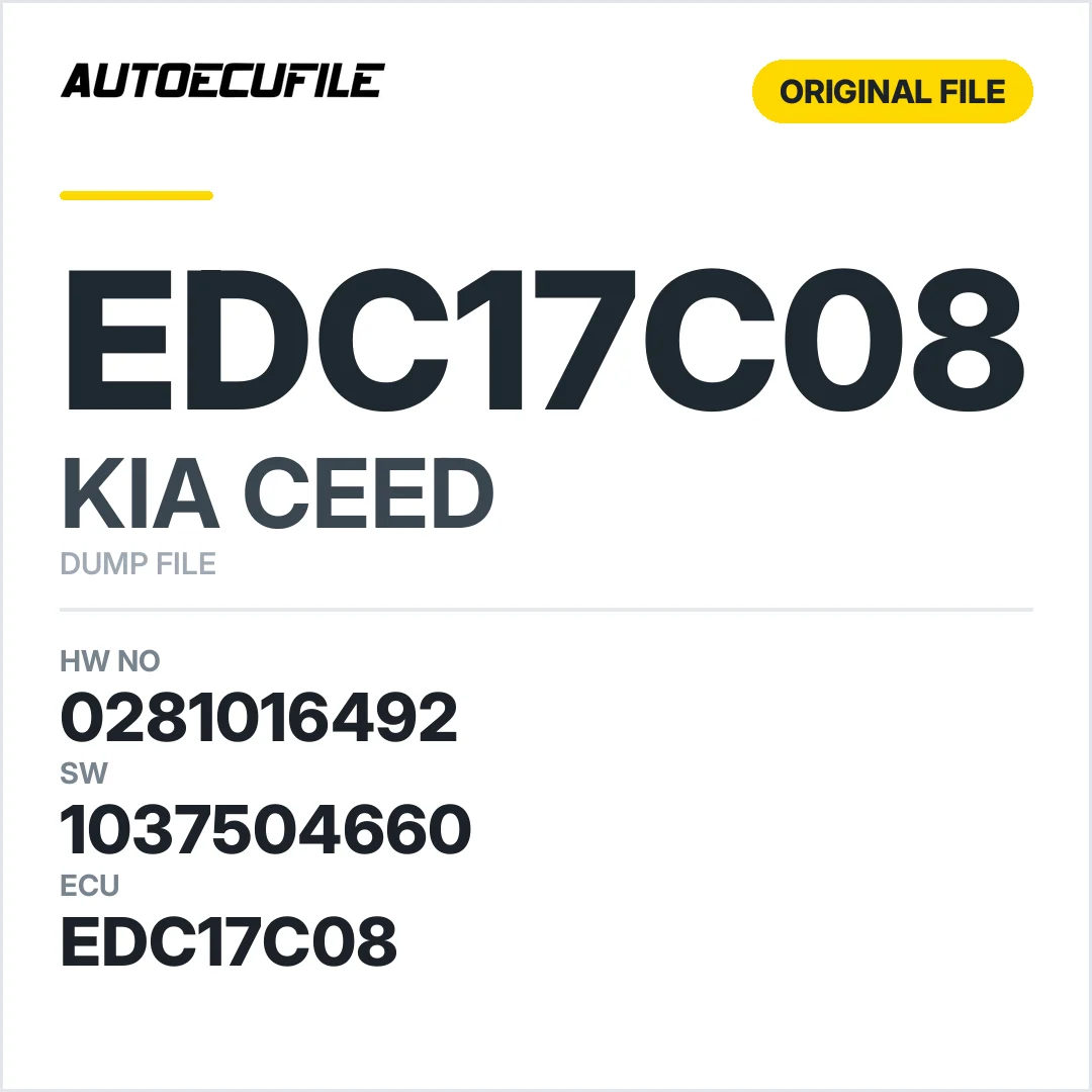 KIA CEED EDC17C08 0281016492 1037504660 DUMP